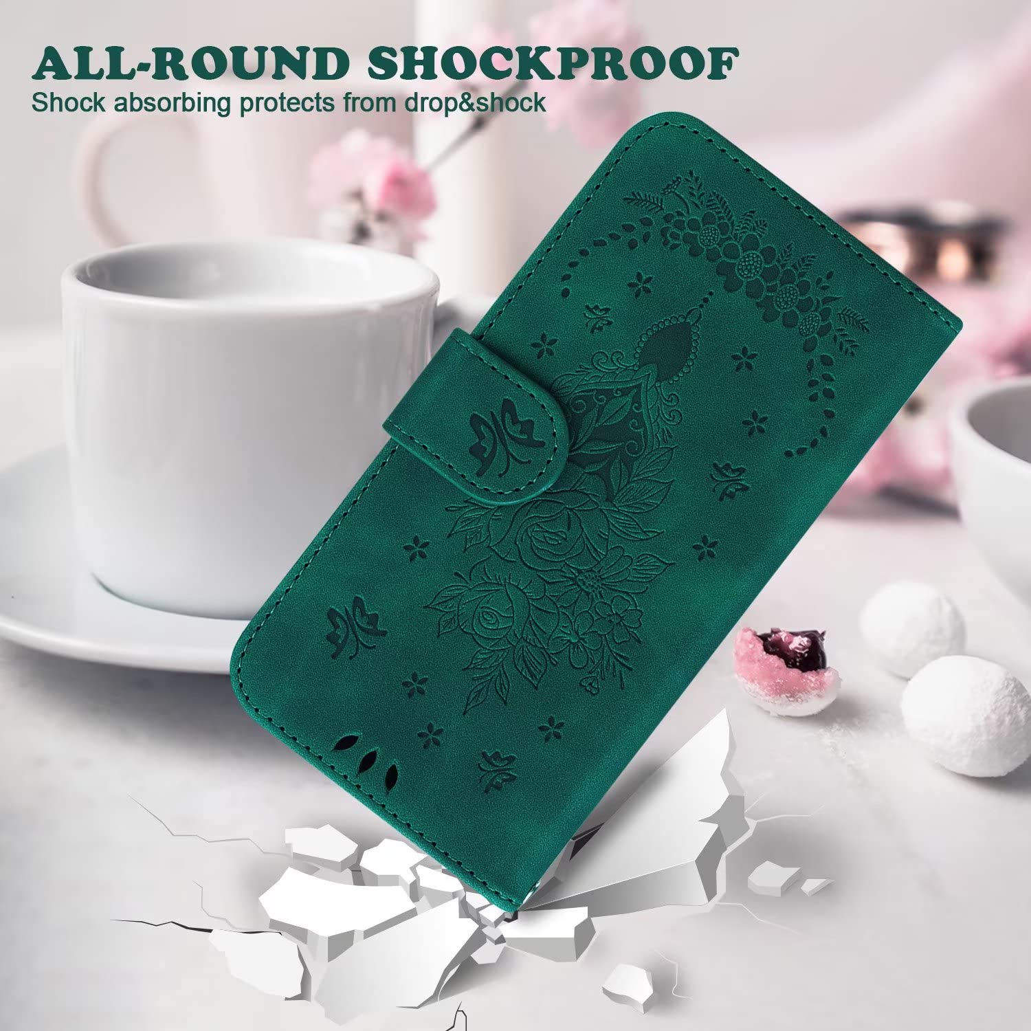 Custodia Portafoglio Con Farfalla Per Nokia 2.2: Pelle PU, Morbido TPU, Slot Carte E Chiusura Magnetica, Rosa Oro