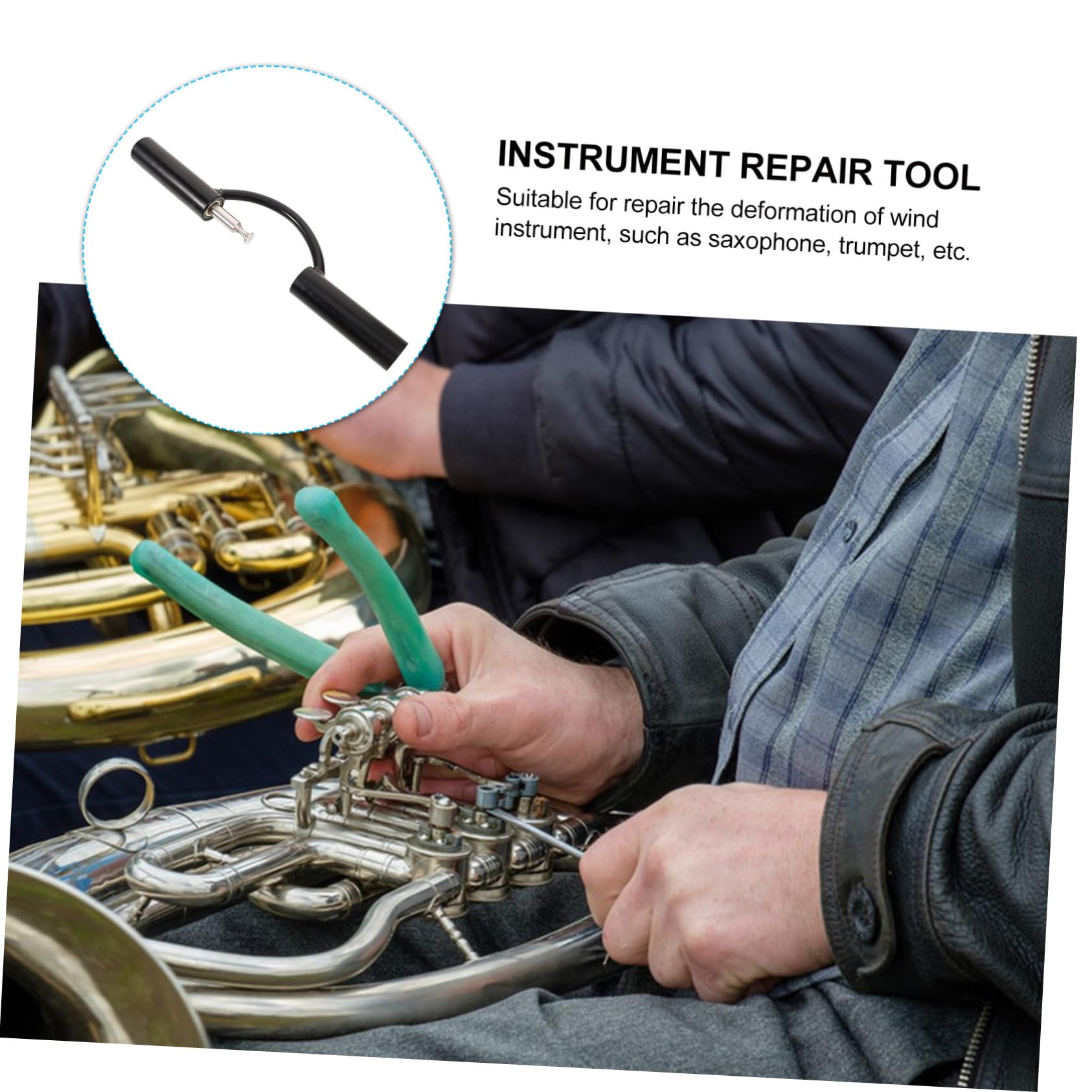 TOYANDONA 1kawałek Narzędzie Do Naprawy Instrumentów Muzycznych z Dwiema Rękami Metalowy Wałek Do Naprawy Instrumentów Dętych Trwałe i Praktyczne Rozwiązanie