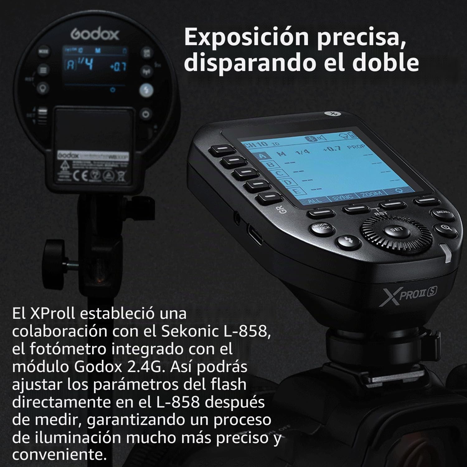 Godox XProII XProII-S - Disparador de Flash inalámbrico para cámara Sony, transmisor de Flash inalámbrico 2.4G HSS 1/8000S, conexión Bluetooth, función de transformación TCM, Pantalla LCD Grande