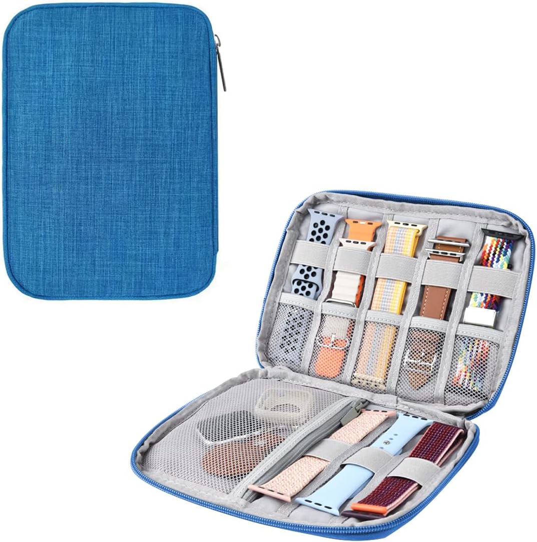 Watch Band Organizer, Watch Band Storage Case, Waterproof Smart Watch Band Organiser Case, Travel Organiser Bag for Watch Bands for Bands and Accessories,Watch Band Pin,Cable,Earphones (Blue) Watch Band Organizer, Watch Band Storage Case, Waterproof Smart Watch Band Organiser Case, Travel Organiser Bag for Watch Bands for Bands and Accessories,Watch Band Pin,Cable,Earphones (Blue)