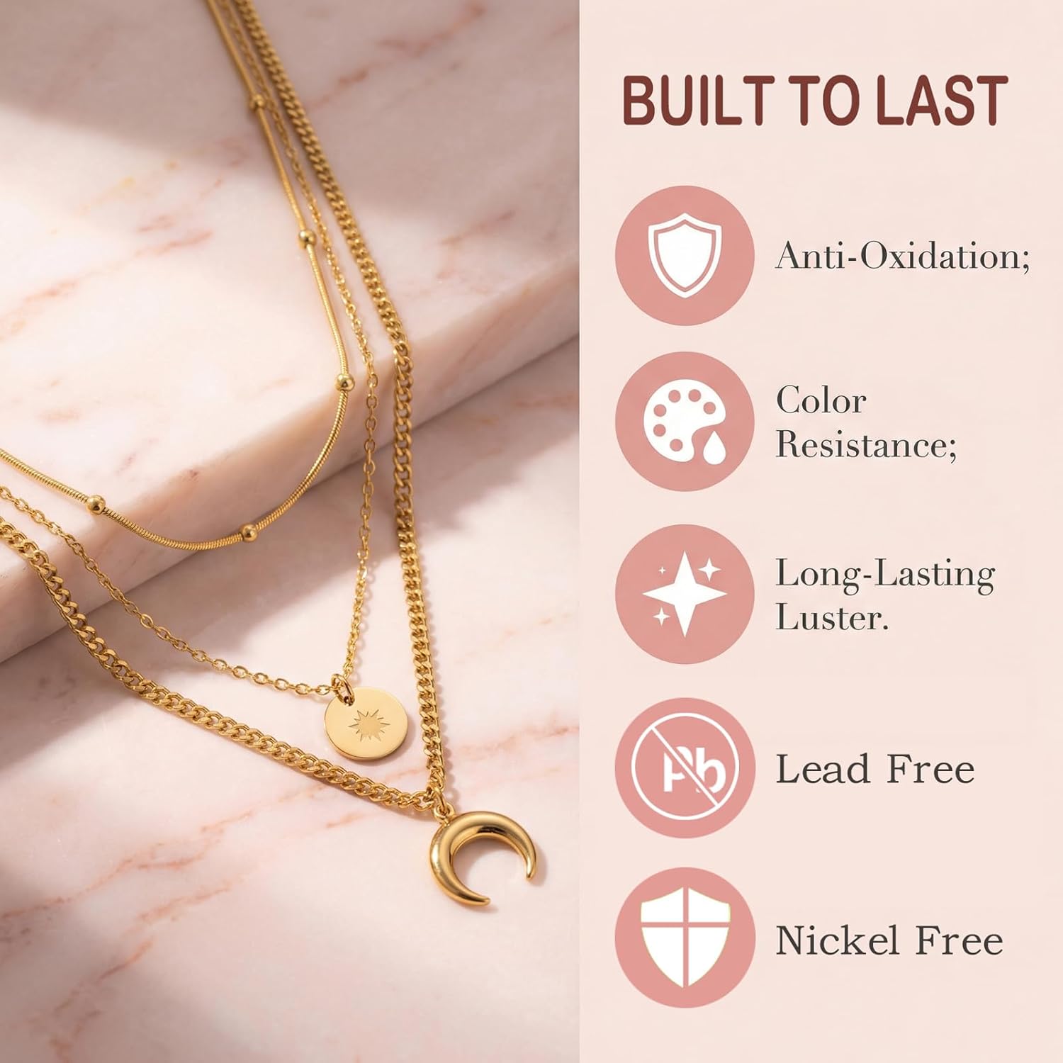 Gold Layered Necklaces for Women, 3 Layer 18K Gold Plated Dainty Choker Necklace, Simple Trendy Stackable Gold Chain Pendant Necklaces Jewelry Set Gifts for Women - Image 7