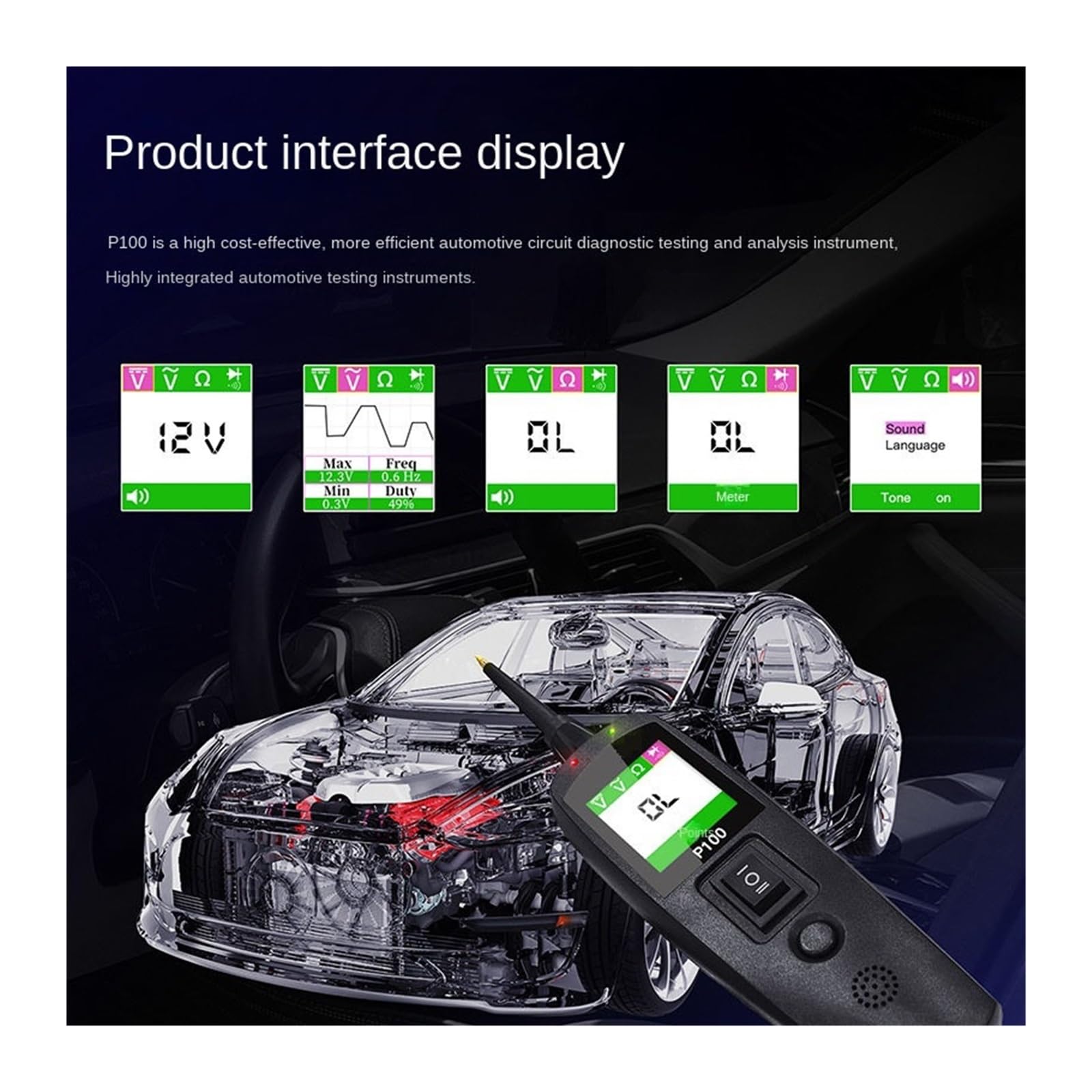 Strumento diagnostico for circuiti di Auto e Moto, Camion, P100, Strumento di Manutenzione for Test di cortocircuito, Tester for Auto(2m Tester)