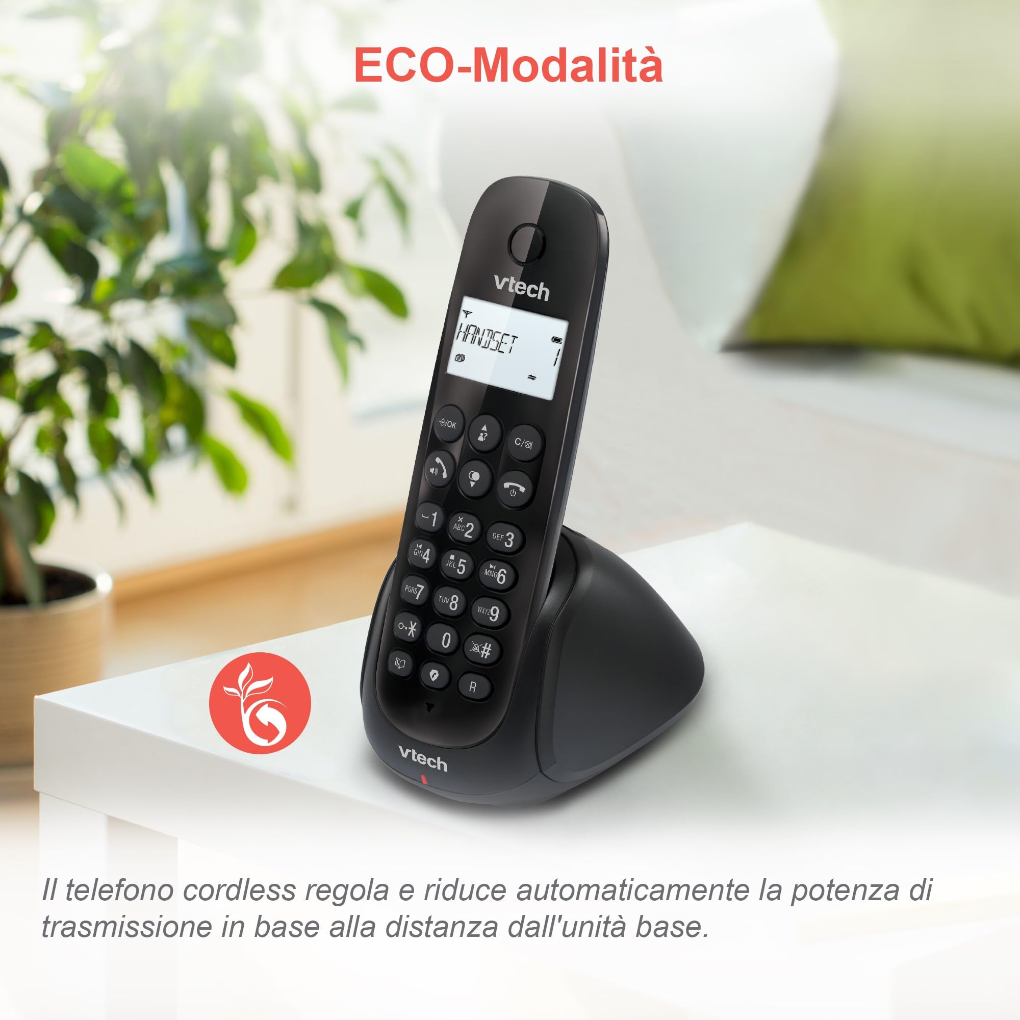 VTech CS1450 Telefono cordless DECT con segreteria telefonica, funzione vivavoce, blocco chiamate, identificazione chiamante/funzione di chiamata in attesa, display retroilluminato, modalità ECO