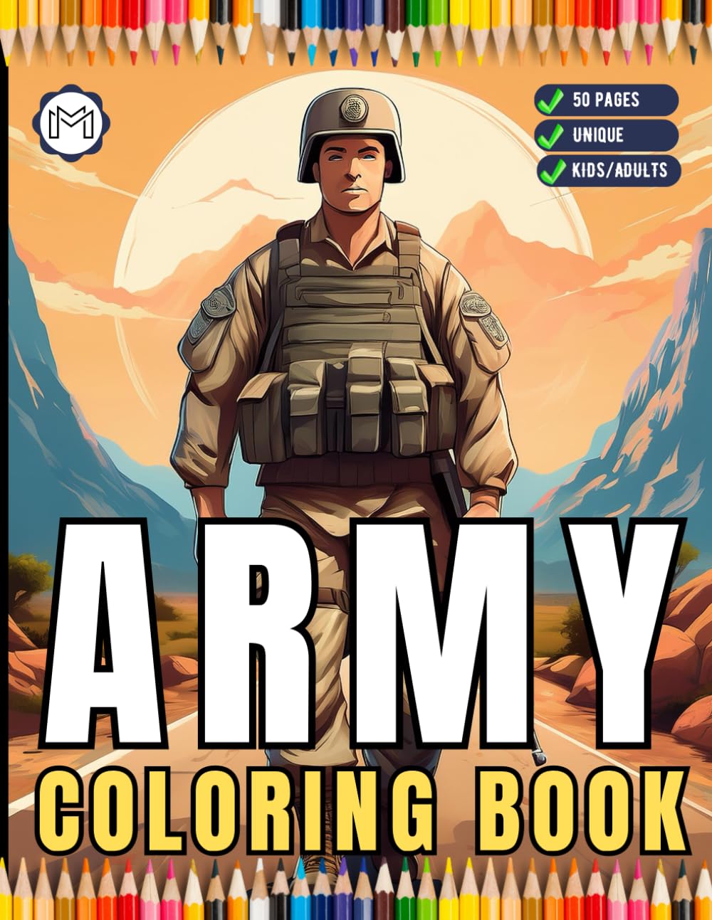 50 Pages Military Army Soldier Coloring Book for Adults Kids Boys Girls Teens Army Land Forces Themed Coloring Sheets for Men Women Military Coloring ... Military Warrior War Veteran Gift Present