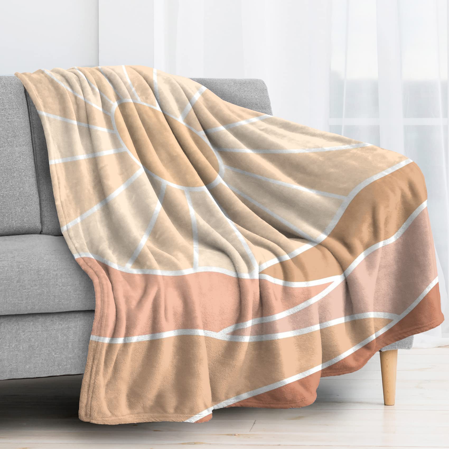 Plaids pour canapé BUKITA grand format motif lever du soleil doux et chaud