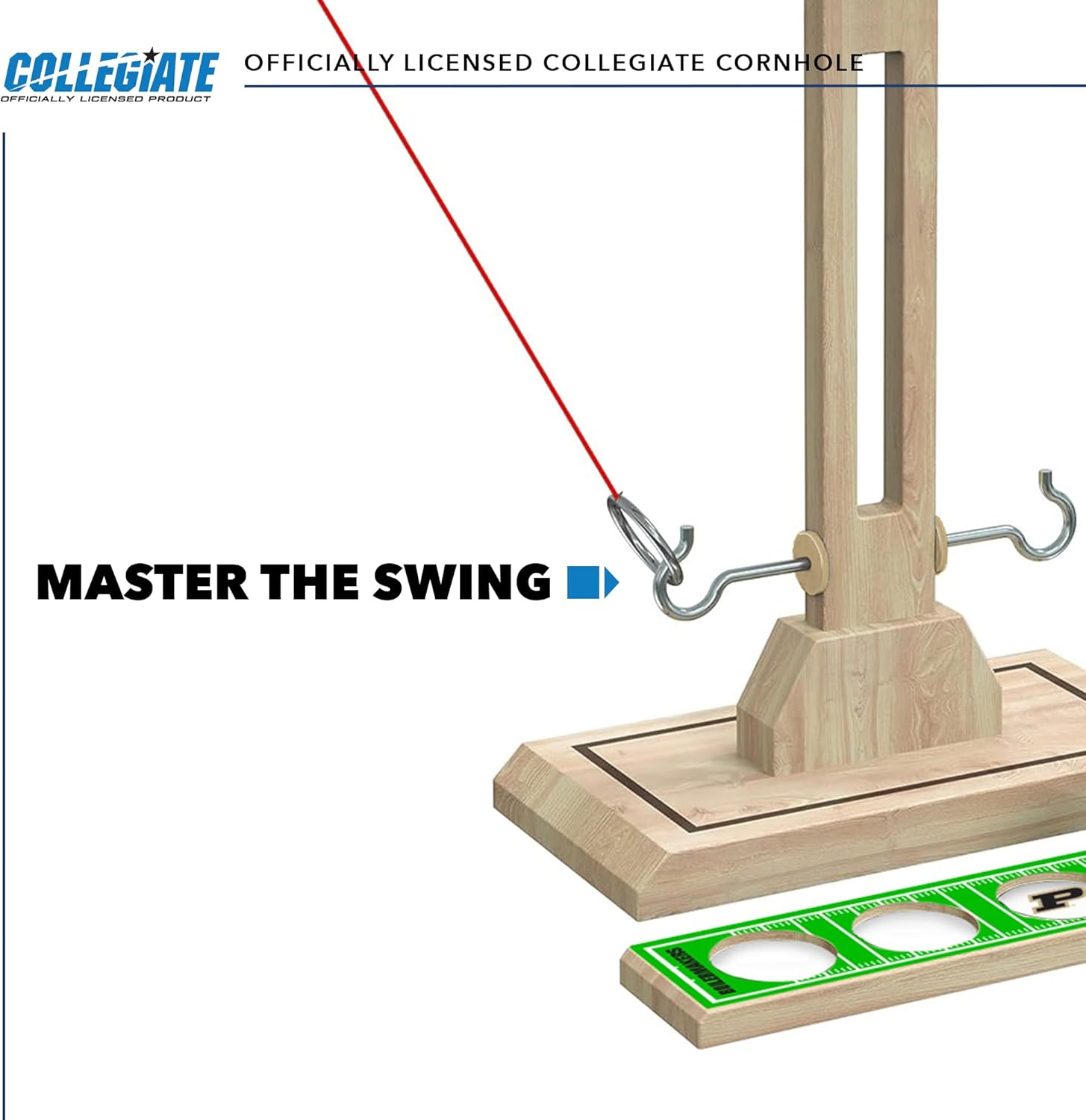 Wild Sports NCAA Purdue Boilermakers Wooden Ring Swing Battle - Head-to-Head Ring Toss Hook & Ring Game for College Football Fans