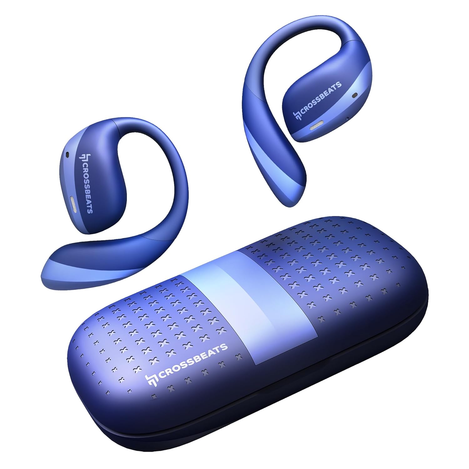 CrossBeats Arc Buds OWS Open Ear Wireless Earbuds | Spatial Audio Headphones & Head Tracking | Gaming Bluetooth Earphones | 100hr Playtime | 14.2mm Drivers IPX5 Rating Type-c Fast Charging (Blue)