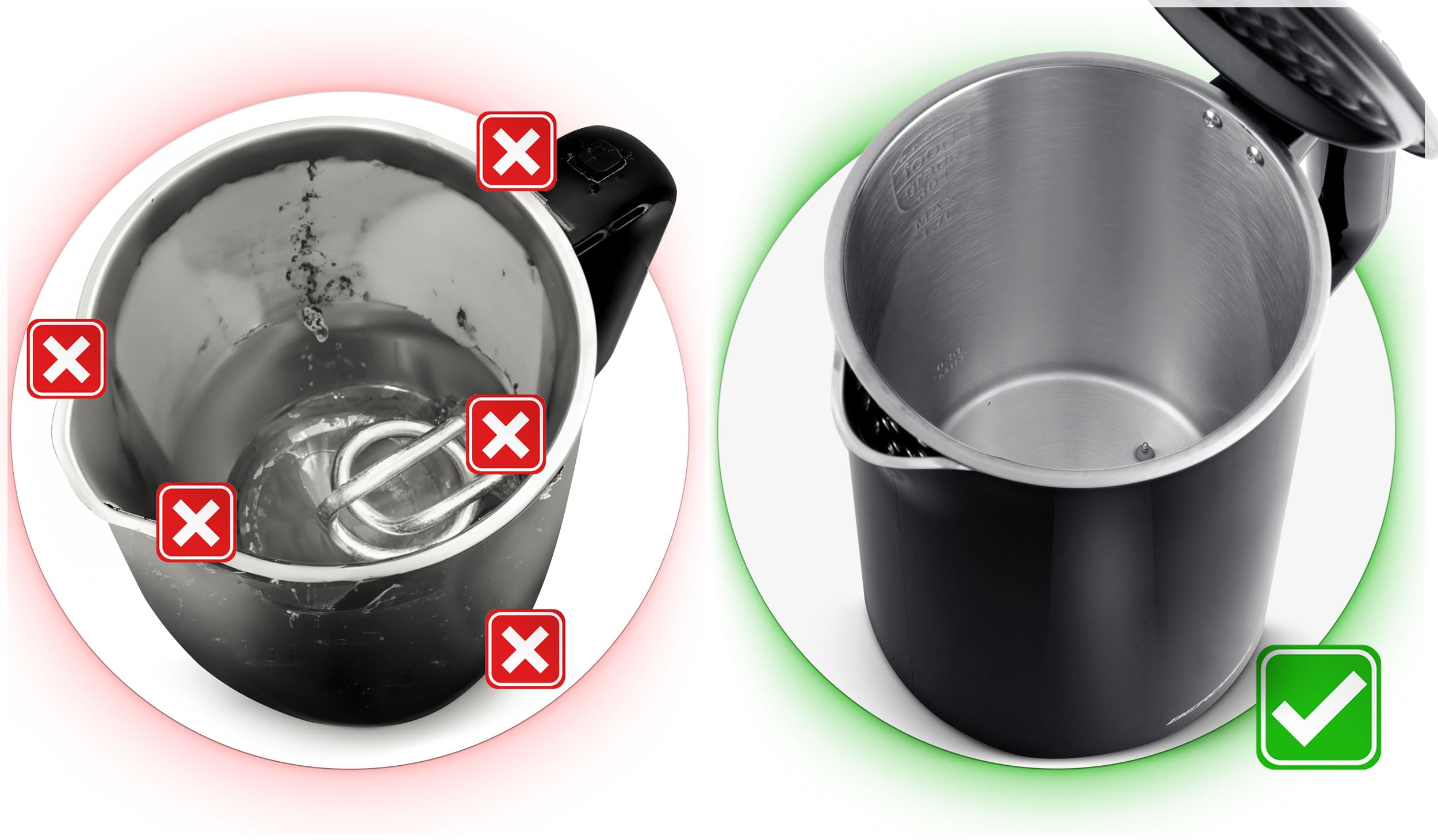 Berdsen Bollitore elettrico – 1,7 L – con regolazione della temperatura – Indicatore digitale della temperatura a LED – Protezione contro il funzionamento a secco – Base a 360° – Nero