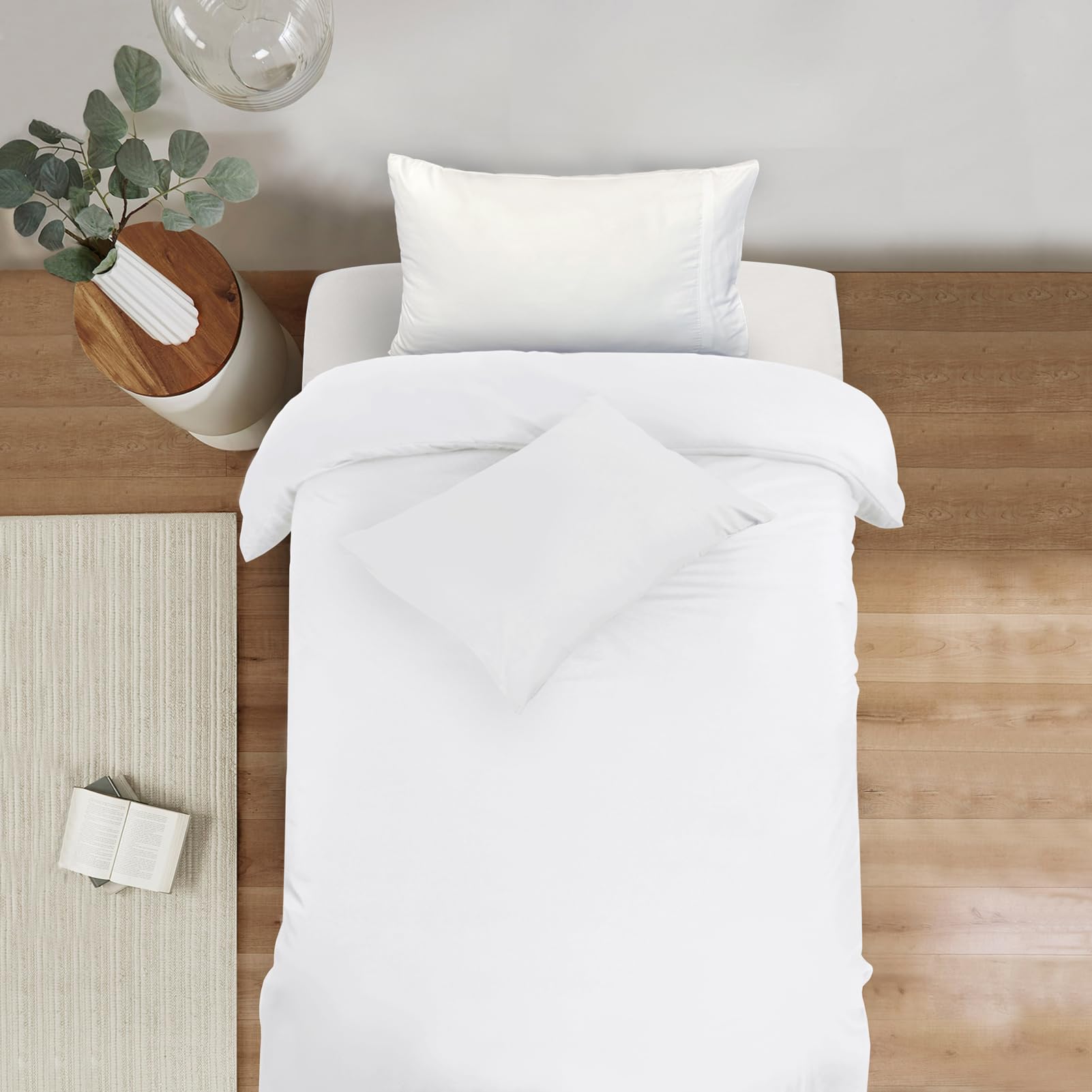 Mejoroom White Twin Duvet Cover Set - Soft and Breathable Twin Bedding with Zipper Closure, 2Pieces (68x90' Duvet Cover & 20x26' Pillow Sham)