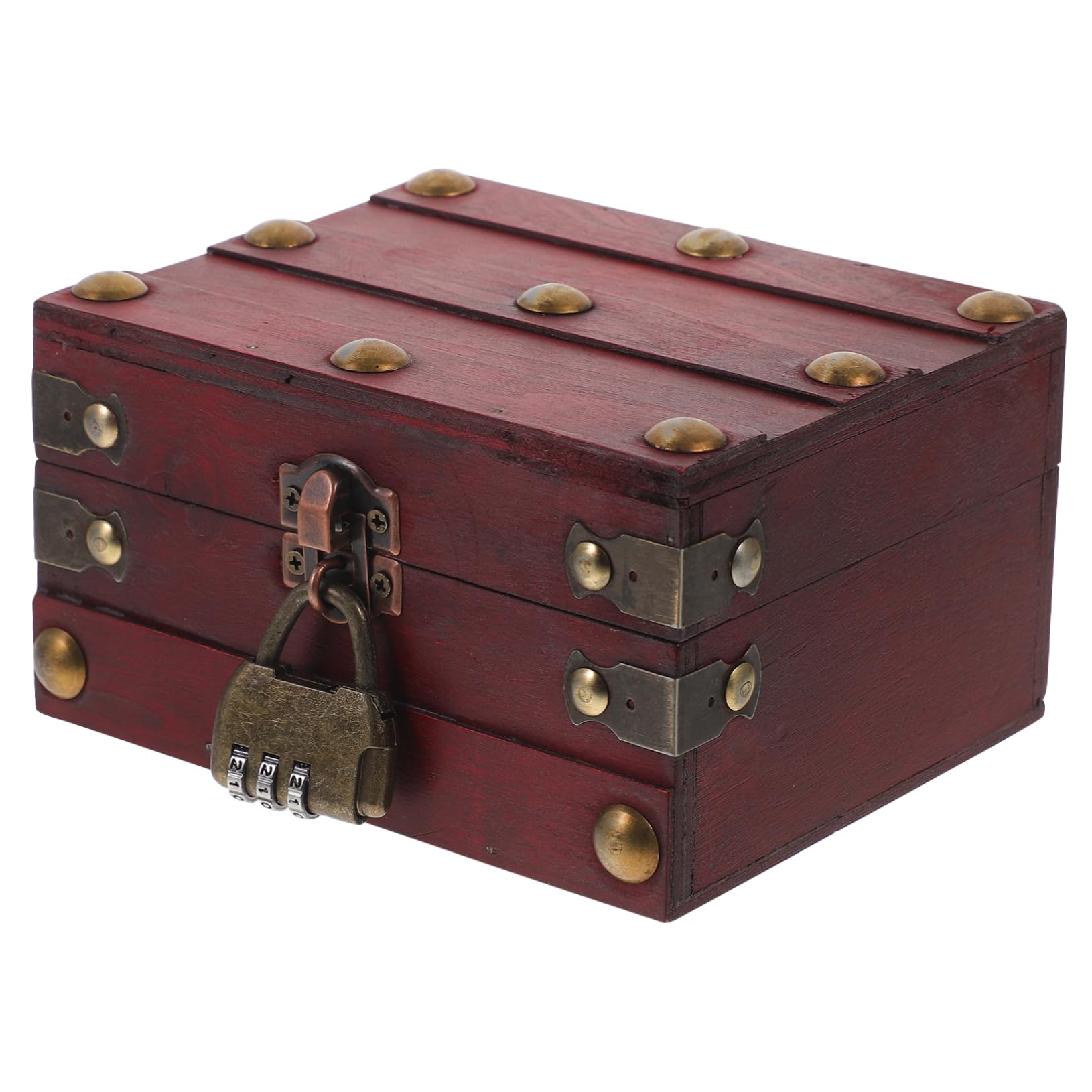 Cabilock Retro Wooden Box with Lock Vintage Trinket and Jewelry Storage Chest Decorative and Secure Design for Home Decor and Photography Prop Unique Color Enhances Elegance