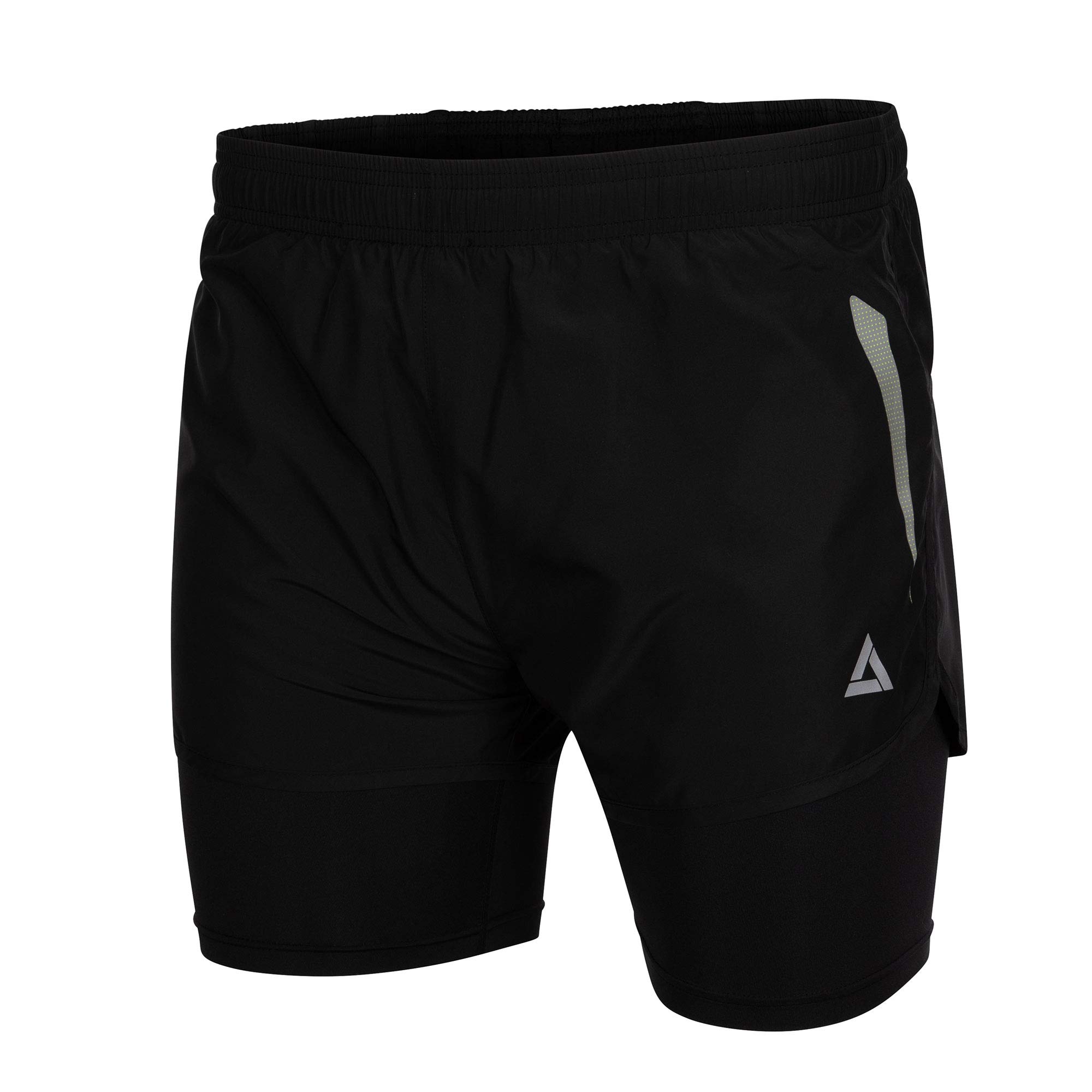Airtracks Short de course fonctionnel pour homme Pro Line - Short de course 2 en 1 - Short court - Pantalon de sport - Pantalon de jogging - Respirant - Séchage rapide - Réflecteurs