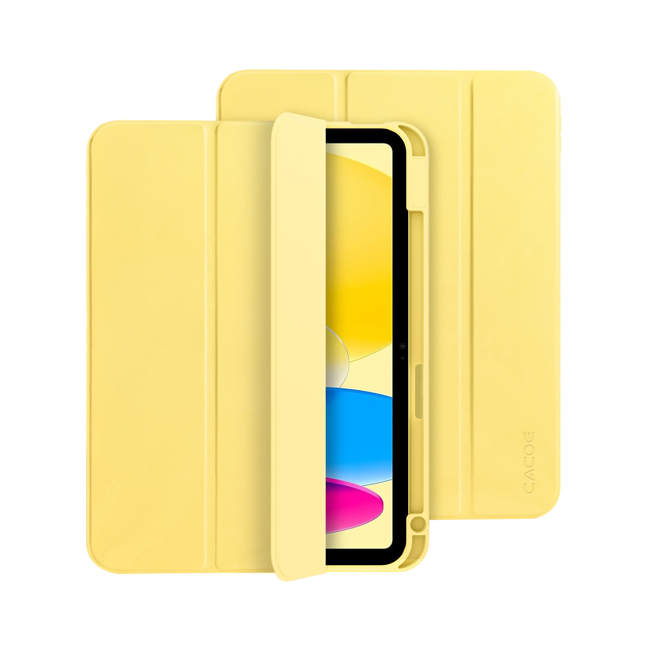 CACOE Custodia Cover Compatibile con iPad 11a Generazione (A16) 11" (2025) / iPad 10a Generazione 10.9" (2022) (A2757/A2777), Ultra Sottile Retro Cover con Portapenne,Giallo