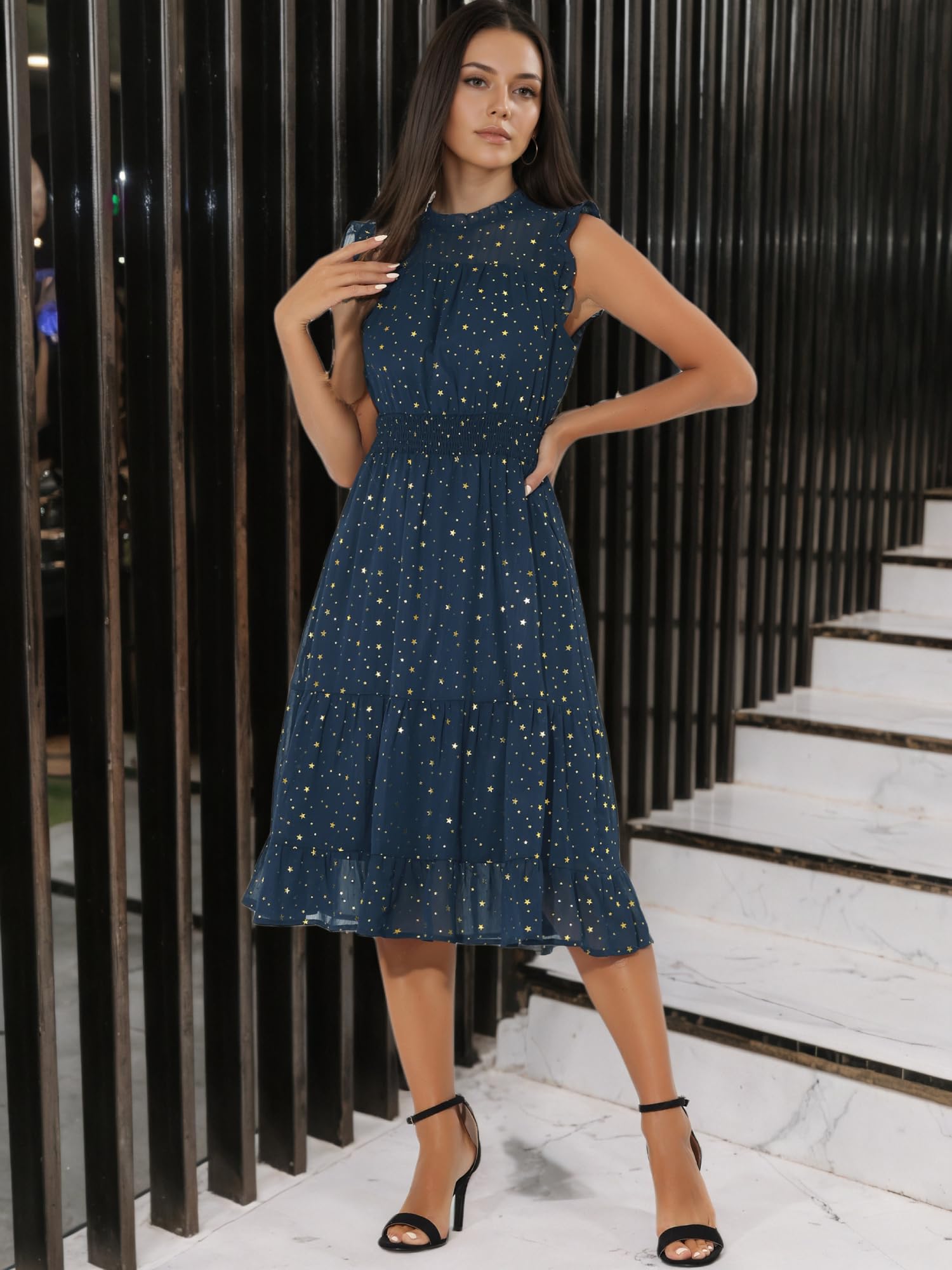 Allegra K Star Party Dress Trapecio o Corte en A Mujer