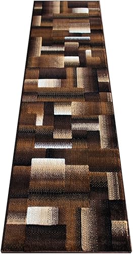 Masada Rugs, Alfombra moderna y contemporánea de pasillo, marrón, negro y beige (2 pies x 7 pies)