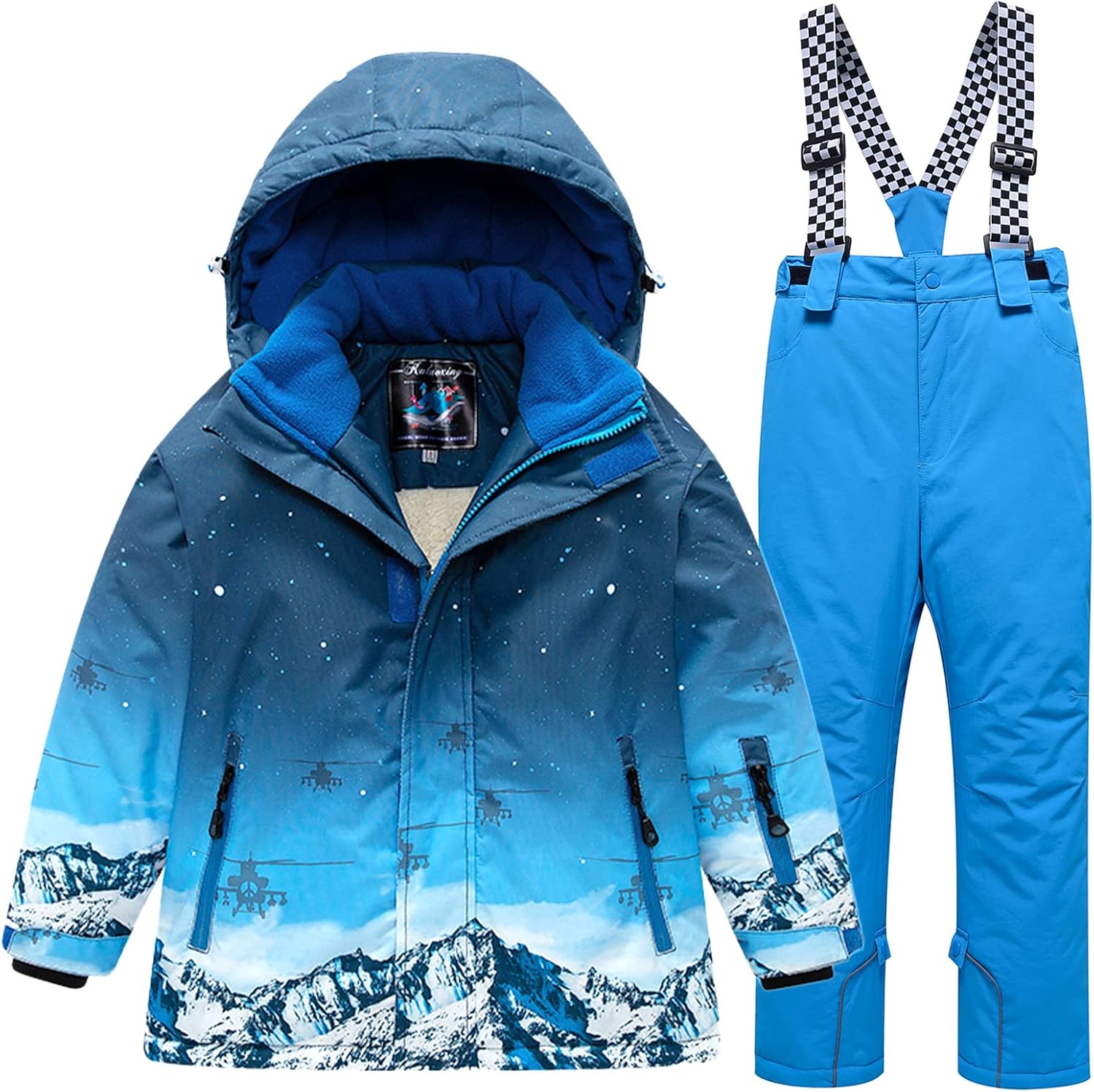 HOUZONIY Kids Snow Suit Waterproof,Jacket and Pants Set Insulated,Ski
