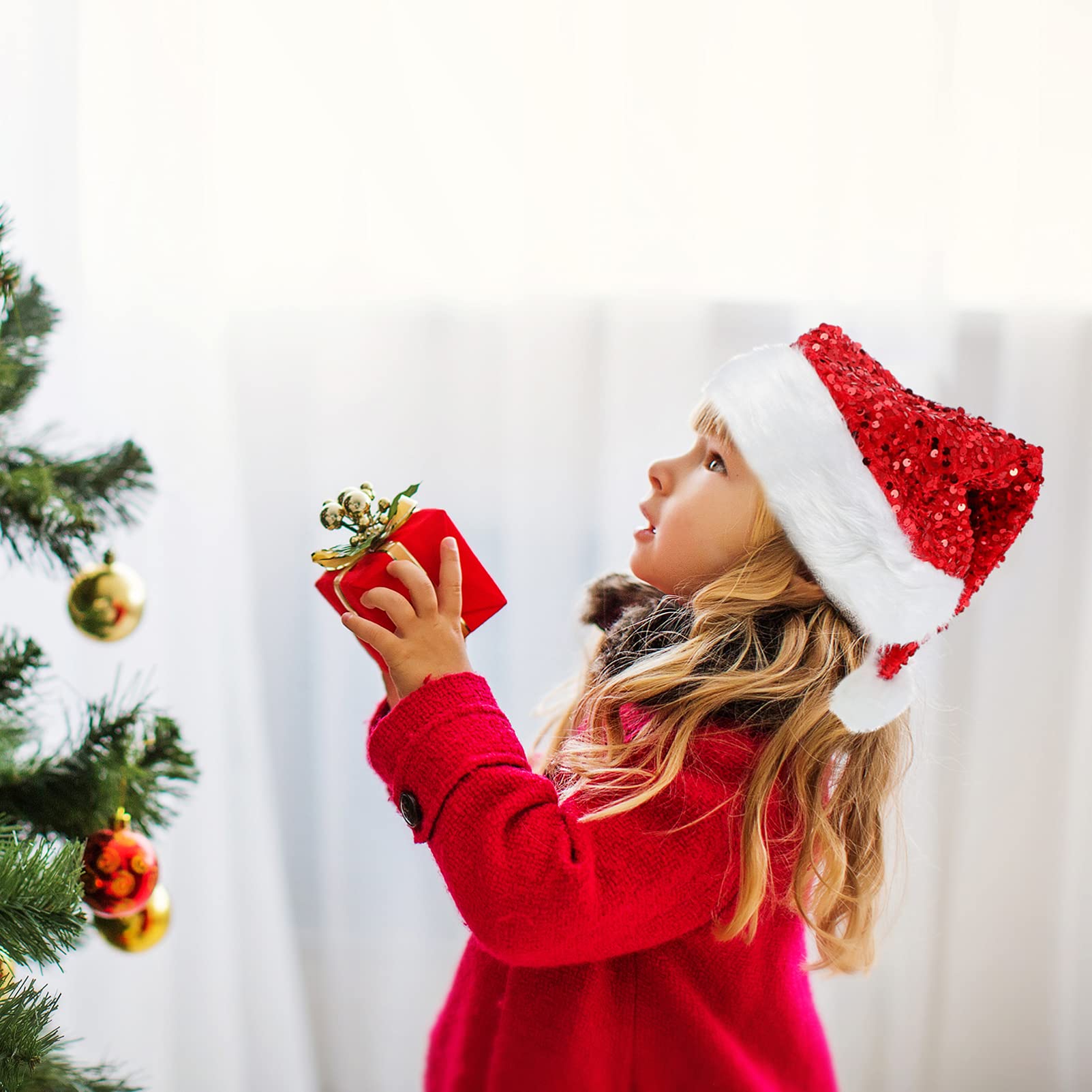 Amosfun 4stücke Weihnachtsmütze Aus Plüsch Mit Pailletten Rote Santa Mütze Für Erwachsene Und Lustiges Weihnachtszubehör Für Festliche Partys Und Winterevents Bequeme Und Warme
