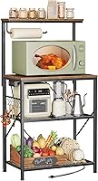 Huuuger 4-Tier Bakers Rack with Power Outlets, 23.6" Microwave Stand, Coffee Bar & Paper Towel Holder - Rustic Brown