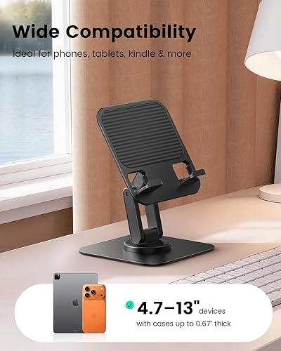 Miniatura 6 de Lamicall Soporte giratorio para tablet de escritorio, totalmente ajustable, plegable y portátil, soporte para iPad con base resistente, soporte para