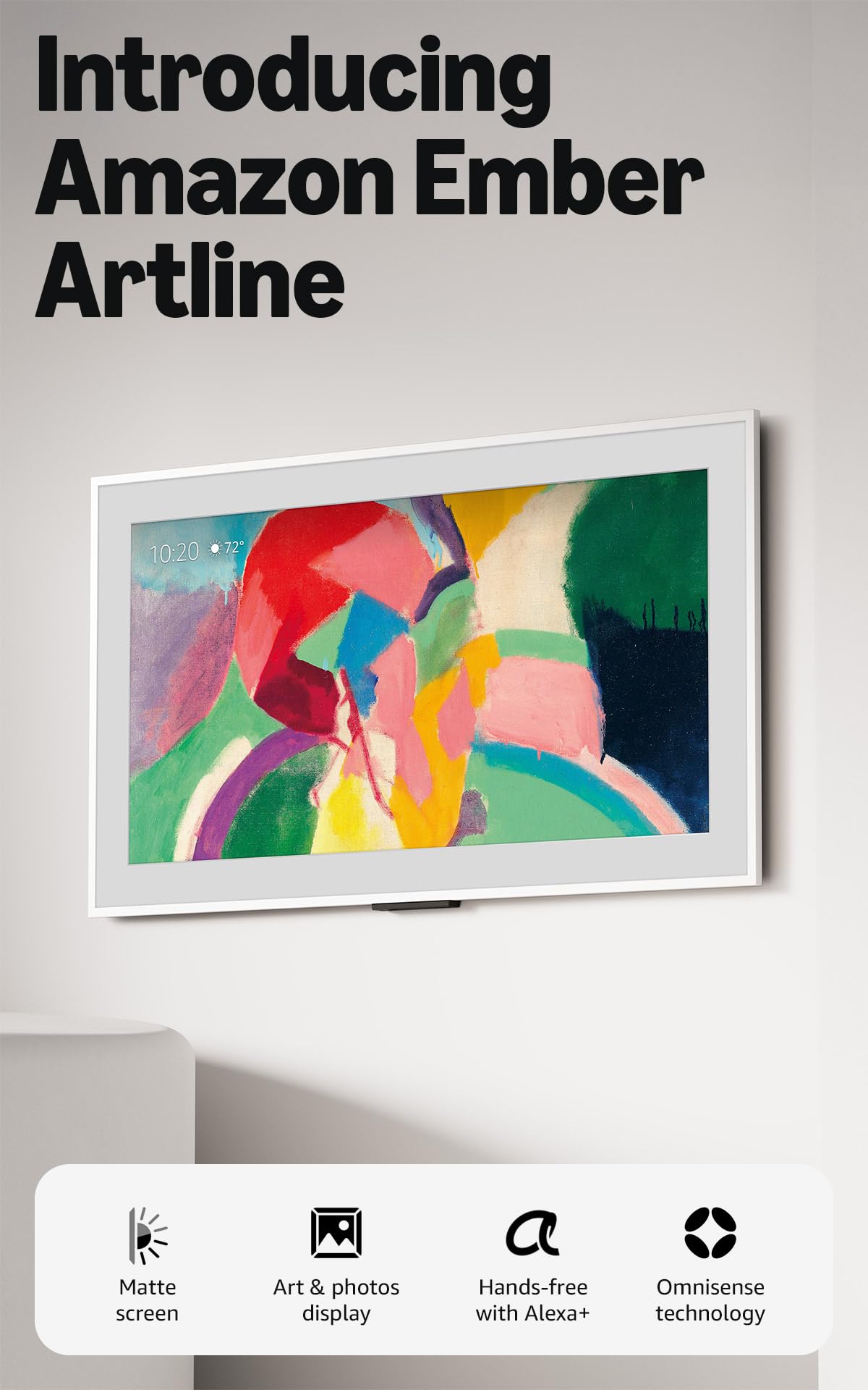 Amazon Ember Artline 65" with Fire TV (newest model), 4K Ultra HD QLED smart TV with free art and photos, anti-glare display, custom frames, Dolby Vision, find shows faster with Alexa+ - Matte White