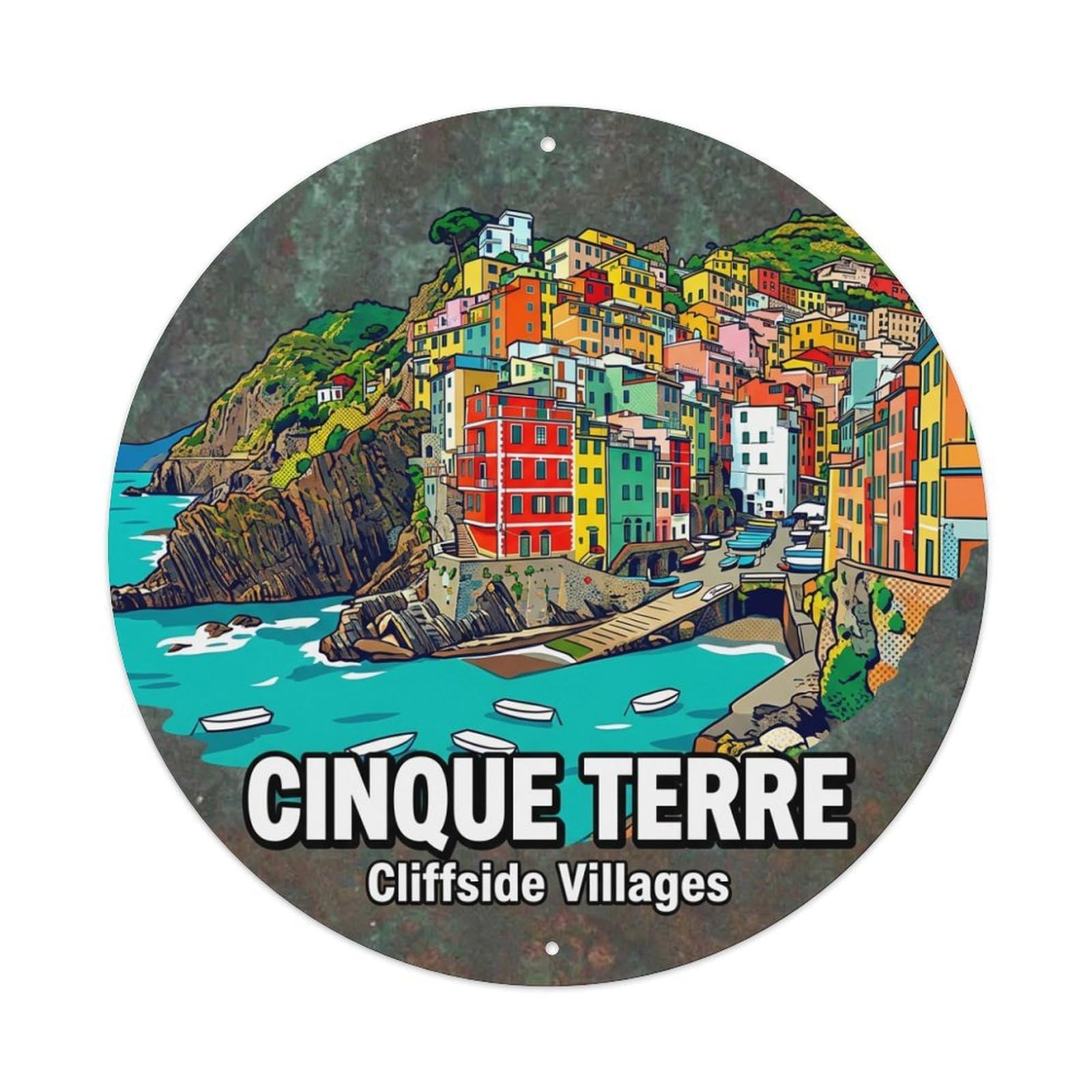 Vintage Travel Cinque Terre Italy Heirloom Metal Tin Sign
