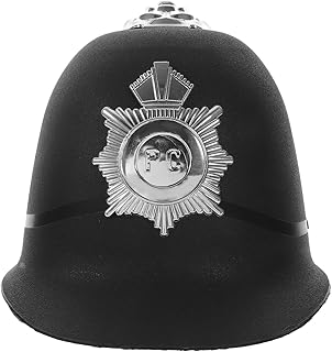 British Police Helmet Badge Halloween Cosplay Plastic Cop Hat Bobby Helmet Fancy Dress for Cosplay Dancing Party Stage Performance Black - Buy now