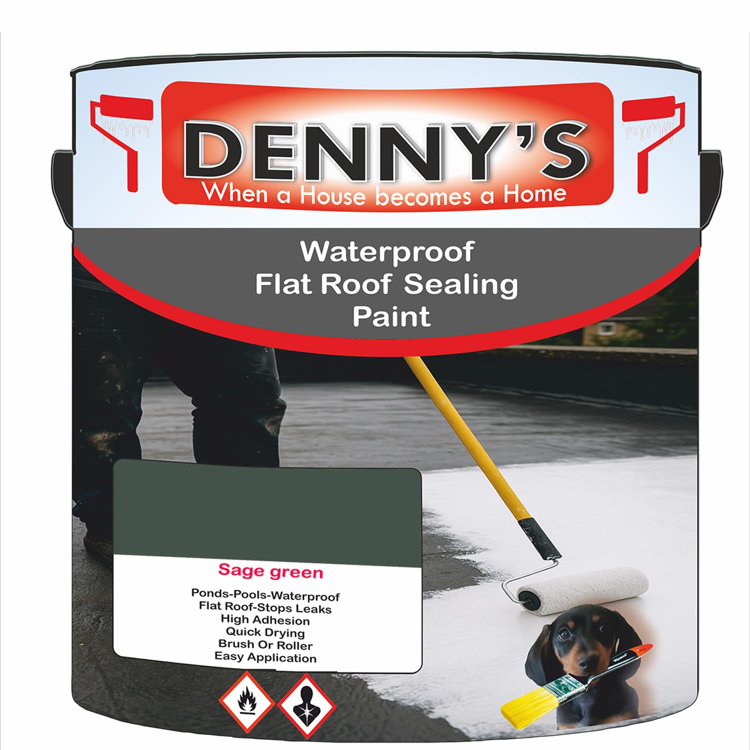 SCOOBYS PAINTS BACK IN THE MIX Chlorinated Rubber Flat Roof Paint – Waterproof Roof Sealer & Leak Repair Coating, Quick Drying, High Adhesion (Sage green, 250ML Tin)