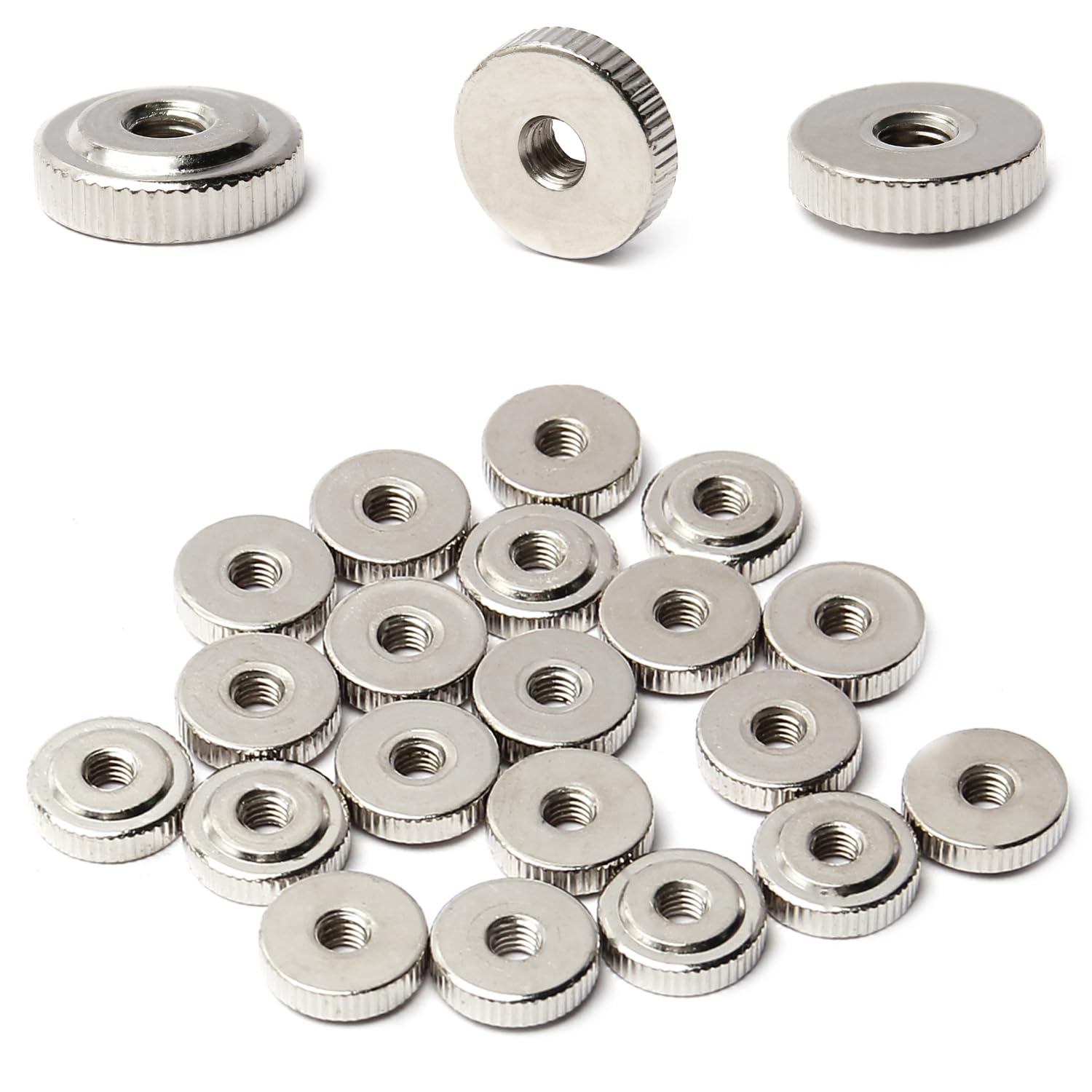M6 Round Connector Nuts, Carbon Steel Coupling Nut 5mm/0.20inch Height,Pack of 20