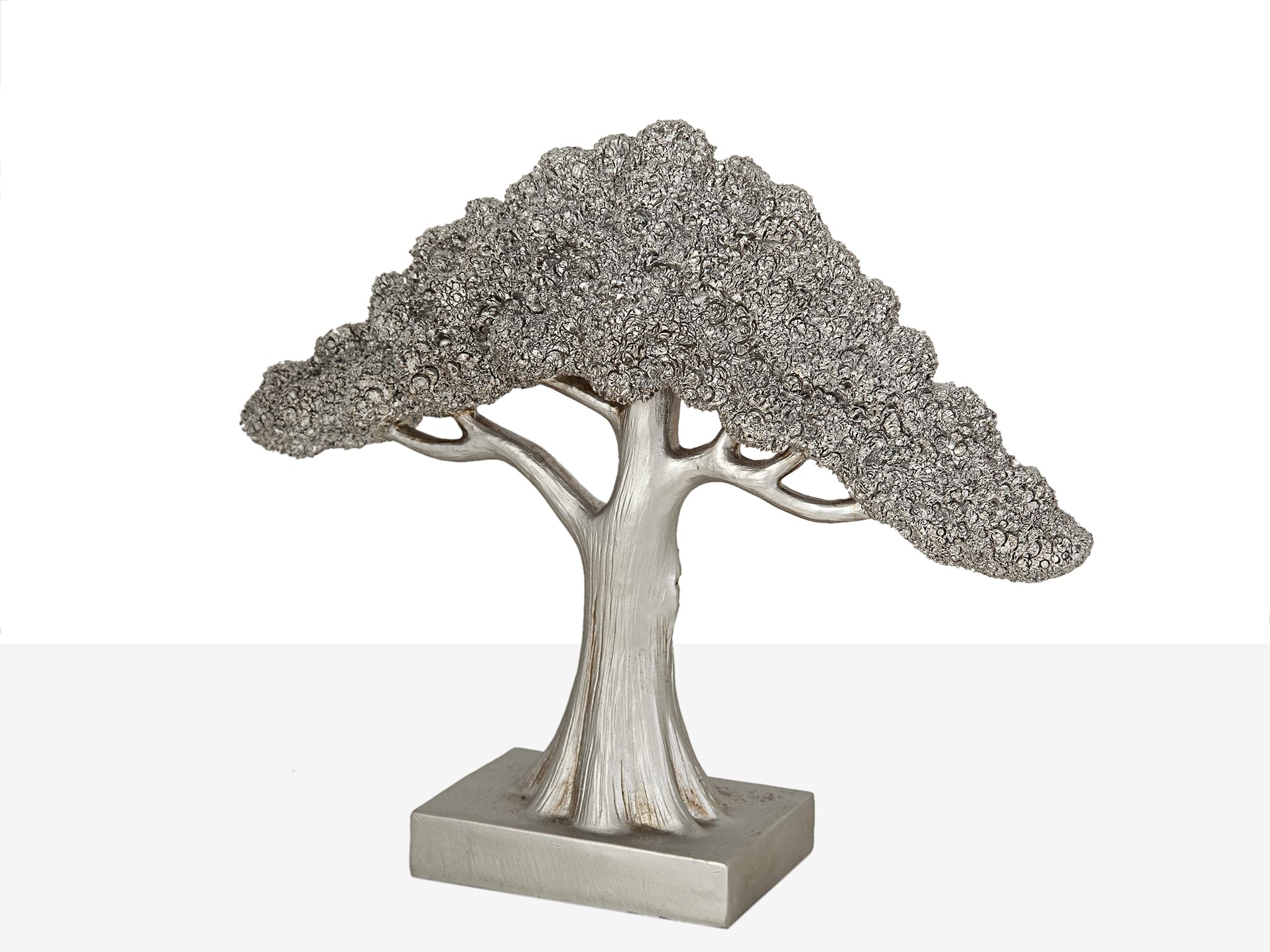 Arbre en résine argenté objet décoration maison salon moderne