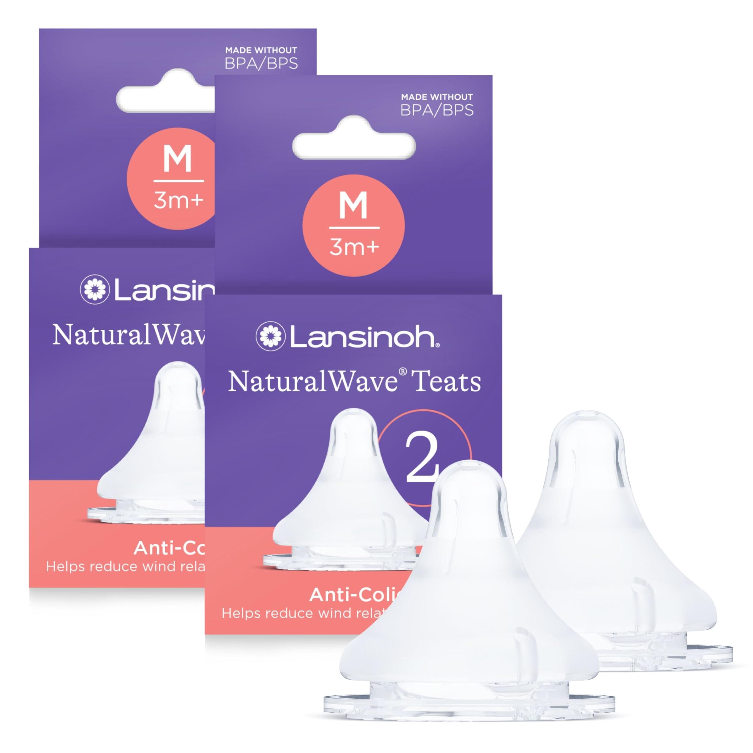 Lansinoh NaturalWave Baby Bottle Teats - Fast Flow - Anti-Colic Air Vent - BPA & BPS-Free - Clinically Proven to Reduce Nipple Confusion - Compatible with Lansinoh Bottles - 2 Pack — view 13