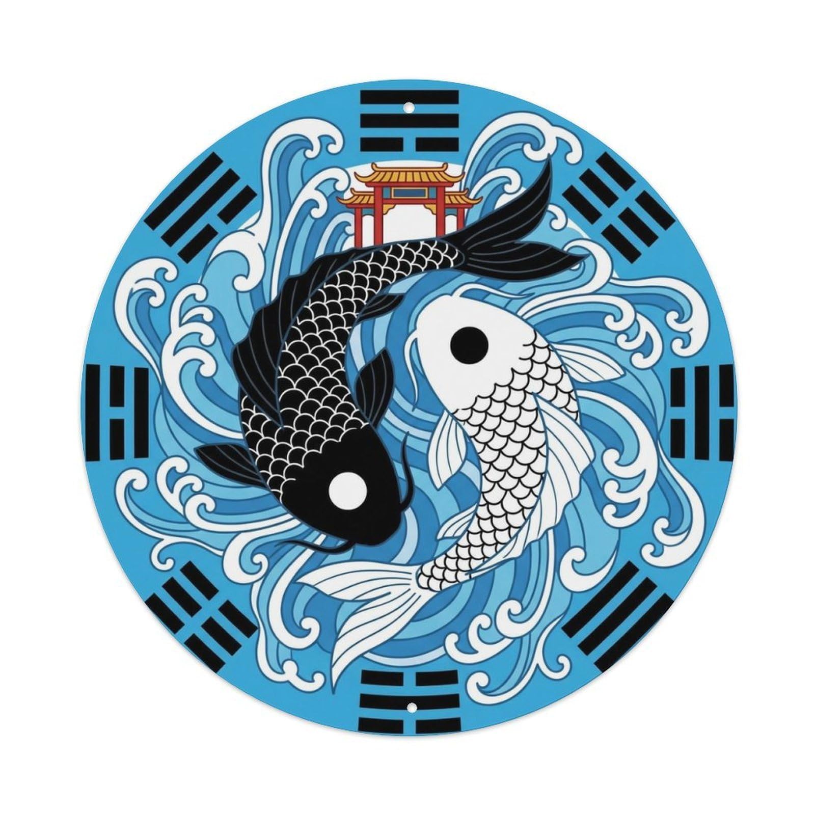 TaiChi Koi Fish Dragon Gate Leap Success Achievement Metal sign