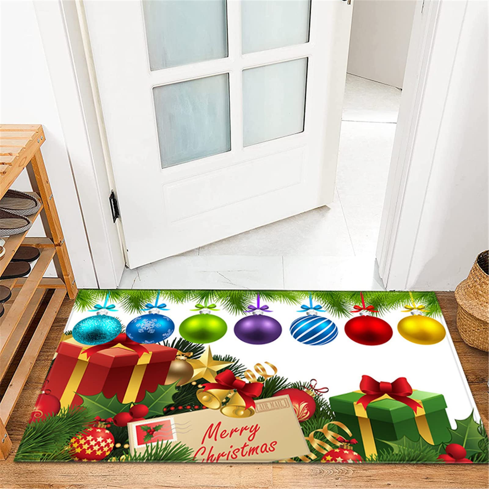 Alfombra Cocina De Navidad Lavable, Felpudos Entrada De Navidad Antideslizante, Múltiples Tamaños Y Patrones Alfombra De Piso De Decoración Navideña Para Sala De Estar,Baño,5,60x180cm/23.6"x70.8"