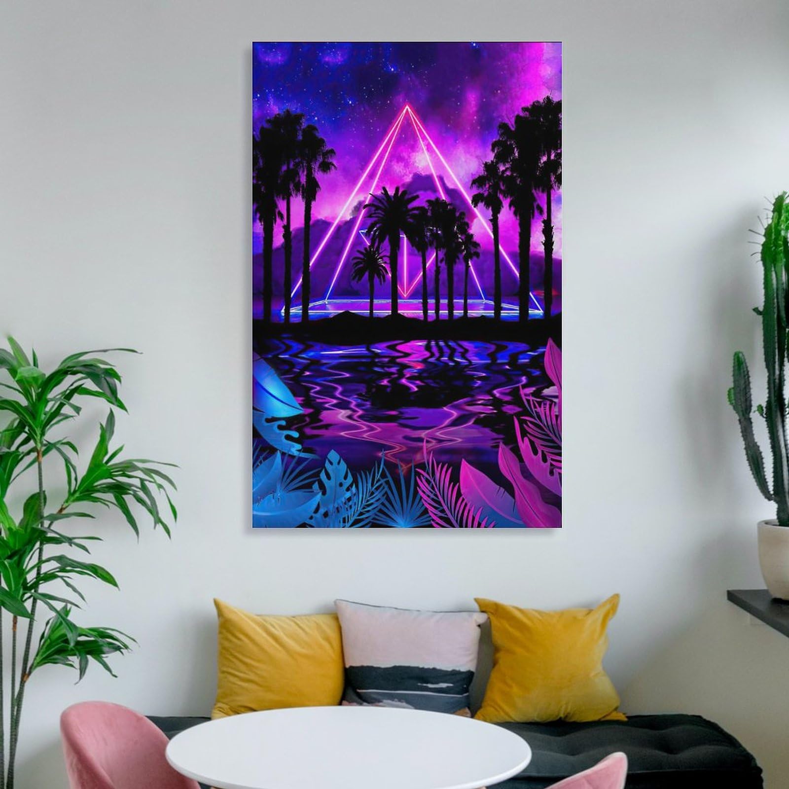 vap decor Amazon.com: Neon Palms Landscape Pyramid Synthwave Vaporwave Cyberpunk main image 1