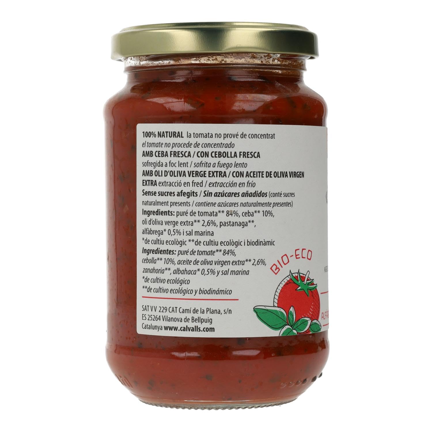 Call Valls - Salsa Tomate Con Albahaca 350 Gr
