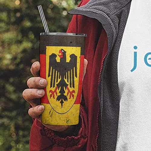 Miniatura 8 de Taza de café con estampado de águila alemana con estampado de águila alemana, vaso aislado de acero inoxidable, botella de viaje con tapa para