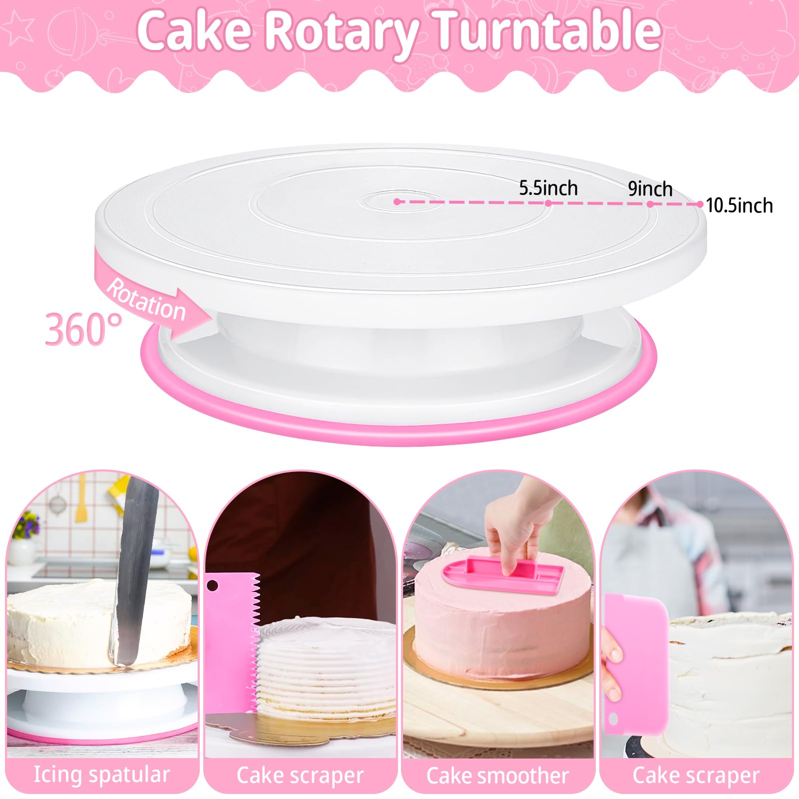 JAMATA Kit Patisserie Complet 305 Pièces, Ensemble Professionnel avec Plateau Tournant Gateau, Douille Patisserie et Poche Douille Patisserie, Idéal pour Tous les Amateurs de Pâtisserie