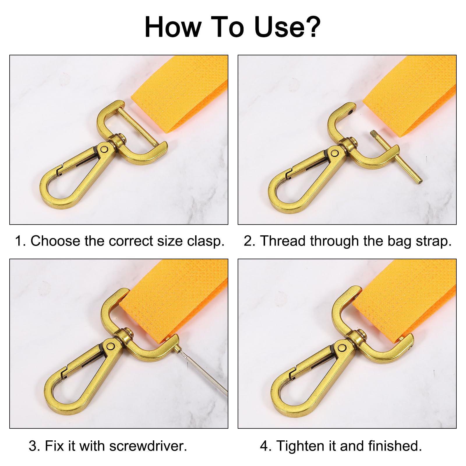 QUARKZMAN 4 Stück Karabinerhaken 38mm - Schwenkbar Mit Schraubendreher, Silber