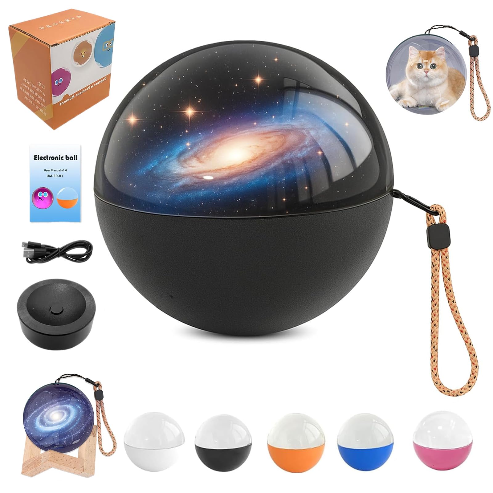 LumiOrb WiFi Crystal Ball–3D Video&Photo Memory Sphere,Videos and Photo Player Ball with Digital Display,Memory Orb Custom Videoes Sphere Balls for Anniversary Birthday Pets (Black)