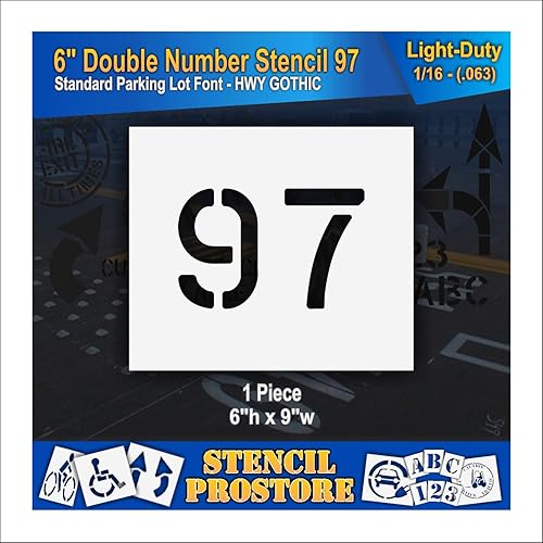 Miniatura 1 de Plantillas de pavimento, bordillo y WheelStop  Juego de plantillas de números dobles de 6 pulgadas (00  99)  (102 piezas)  6 x 9 pulgadas
