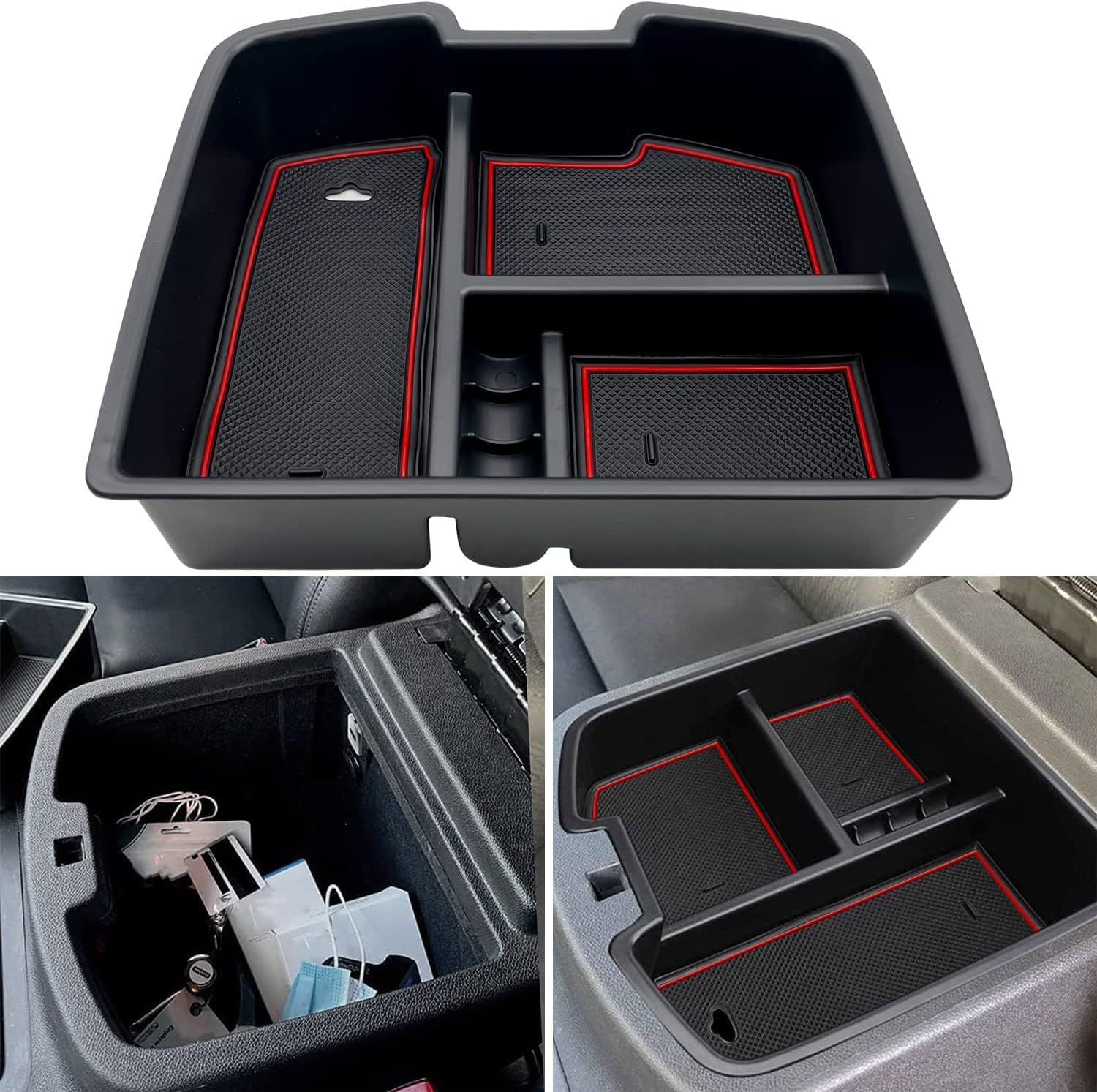 fit for Center Console Organizer Tray 2007-2014 GMC Sierra Chevy Silverado Tahoe Yukon Suburban - GM Vehicles Accessories Replaces 19166288 (Red)