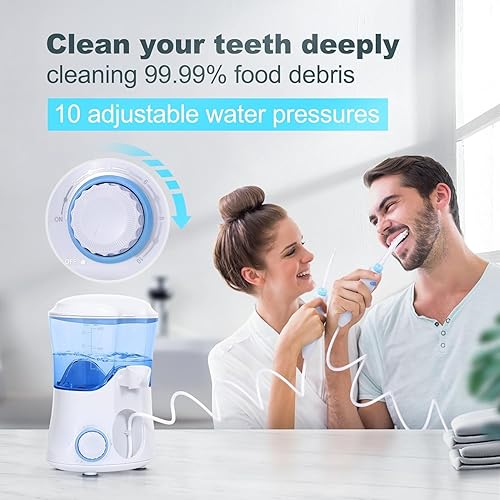 Miniatura 3 de Irrigador de agua, irrigador dental eléctrico para limpieza de dientes y frenillos, irrigador oral eléctrico para adultos y niños con 10 presiones y