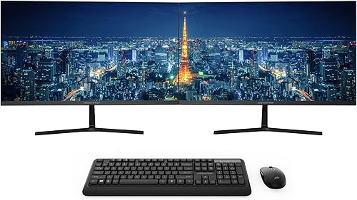 Packard Bell AirFrame Monitor de escritorio de bisel ultra delgado de 21.5 pulgadas, paquete de 2 y combo de teclado y mouse inalámbricos, FHD IPS