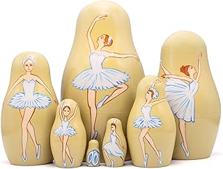 AEVVV Bolshoi Ballet Russian Nesting Dolls Set 7 pcs - Matryoshka Ballerina Doll - Wooden Ballerina Decor - Ballerina Gifts