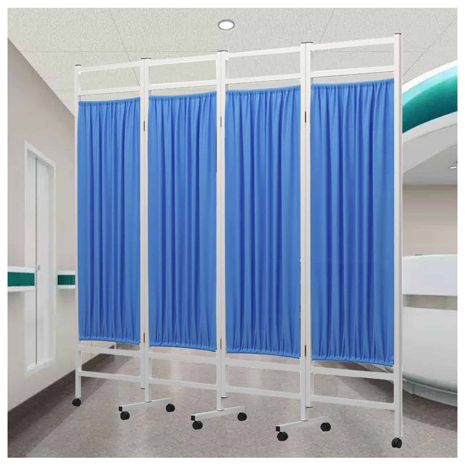 Séparateur de pièce pliable 4 panneaux, cloison mobile en tissu robuste
