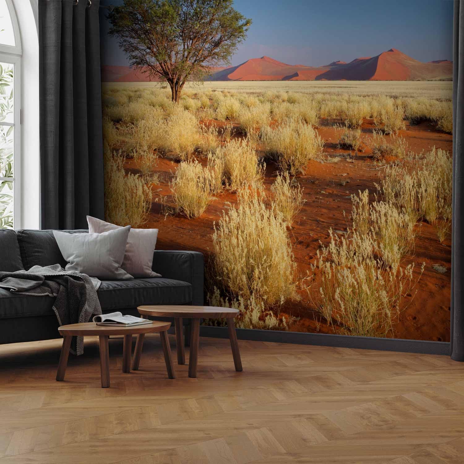 artgeist Wall Mural Landscape 96x76 in - Peel and Stick Self-Adhesive Wallpaper Removable Large Sticker Foil Wall Decor Print Picture Design Image Savanna Africa Nature Tree 100403-143