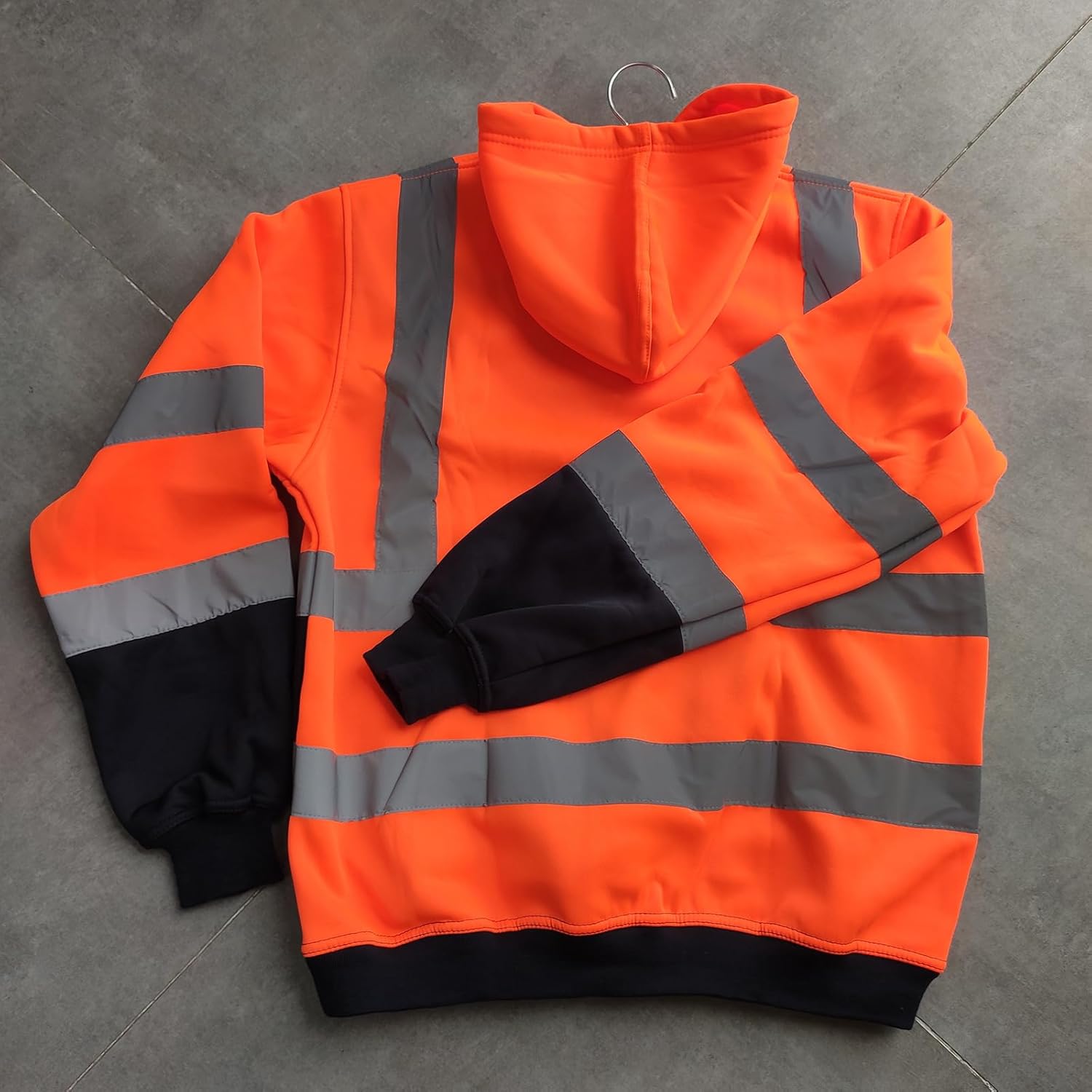 High Visibility Reflective Custom Hoodies for Men Class 3 Safety Hooded Sweatshirts with Pocket for Work Construction