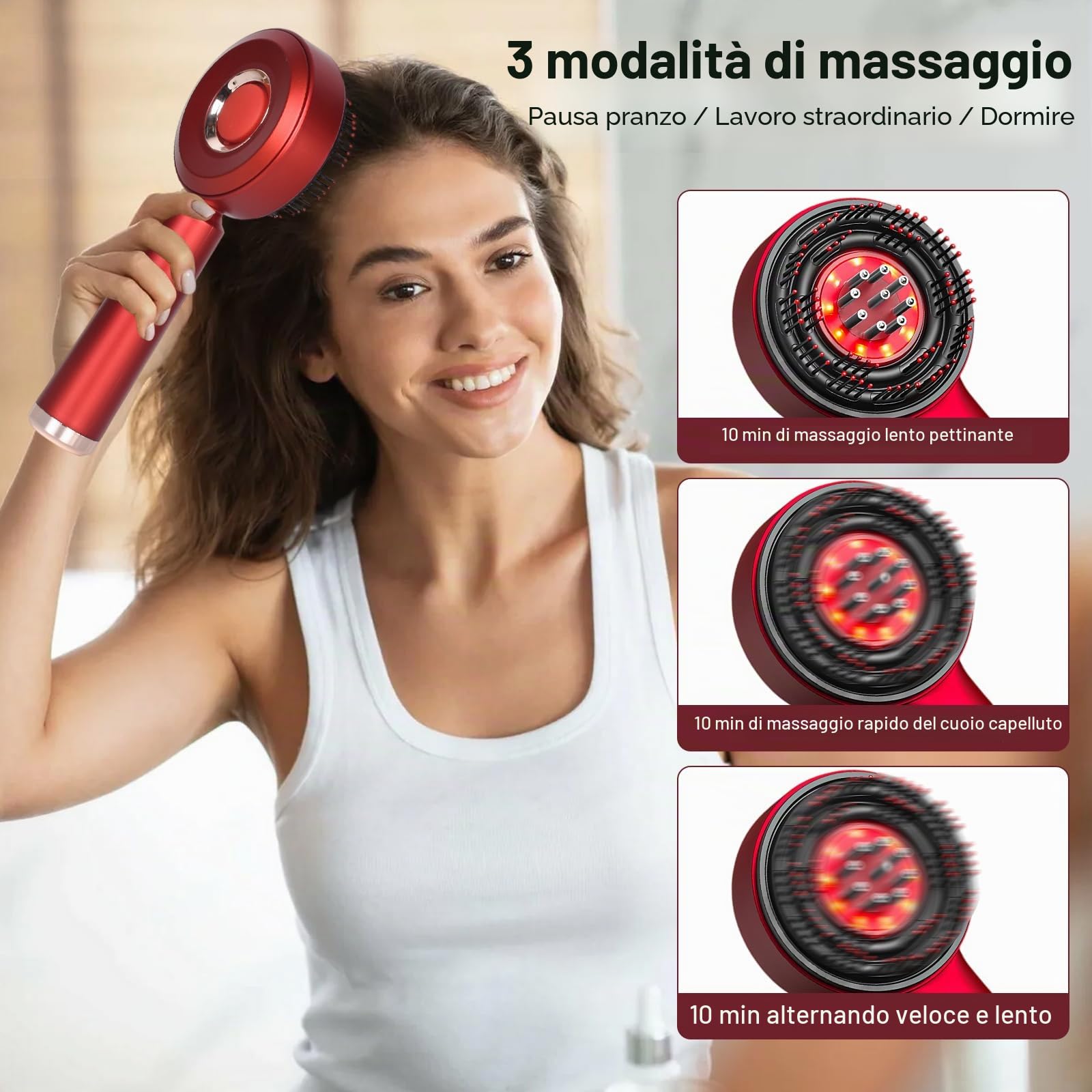 Colexy 3-in-1 Massaggiatore del Cuoio Capelluto con Applicatore di Olio, Spazzola per Massaggio per Cuoio Capelluto, Impermeabile IPX7 Massaggiatore per La Testa Elettrica Tutto, Sollievo dallo Stress