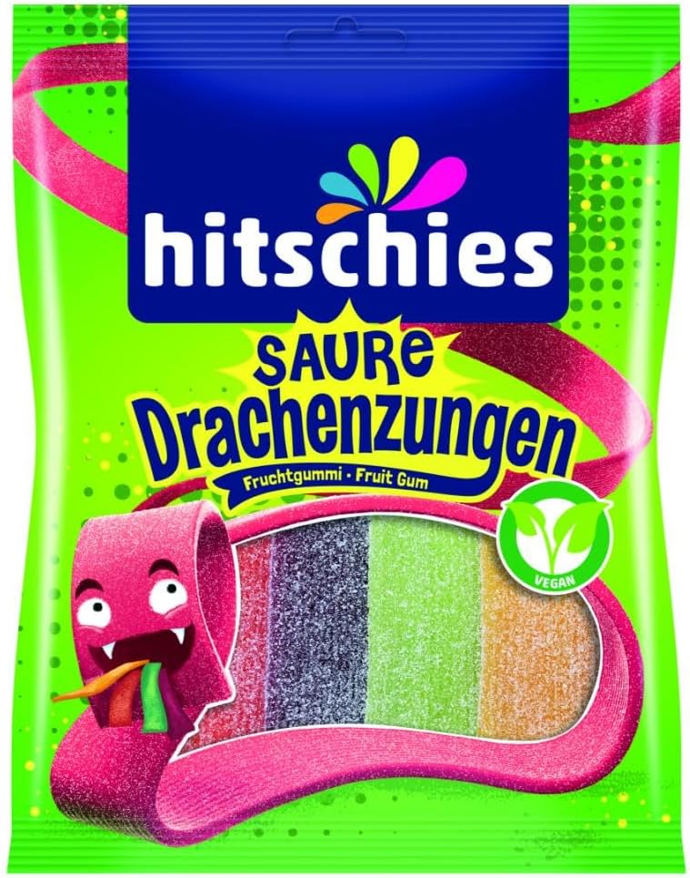 Hitschler Sour Dragon Tongues Vegan Fruit Gum 125 G