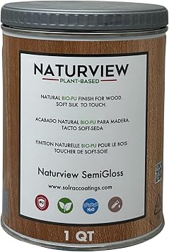 A12W103 NATURVIEW SEMI-Gloss - Water Based BIO-Polyurethane Clear Varnish for Wood. Interior- 1 USQT ...