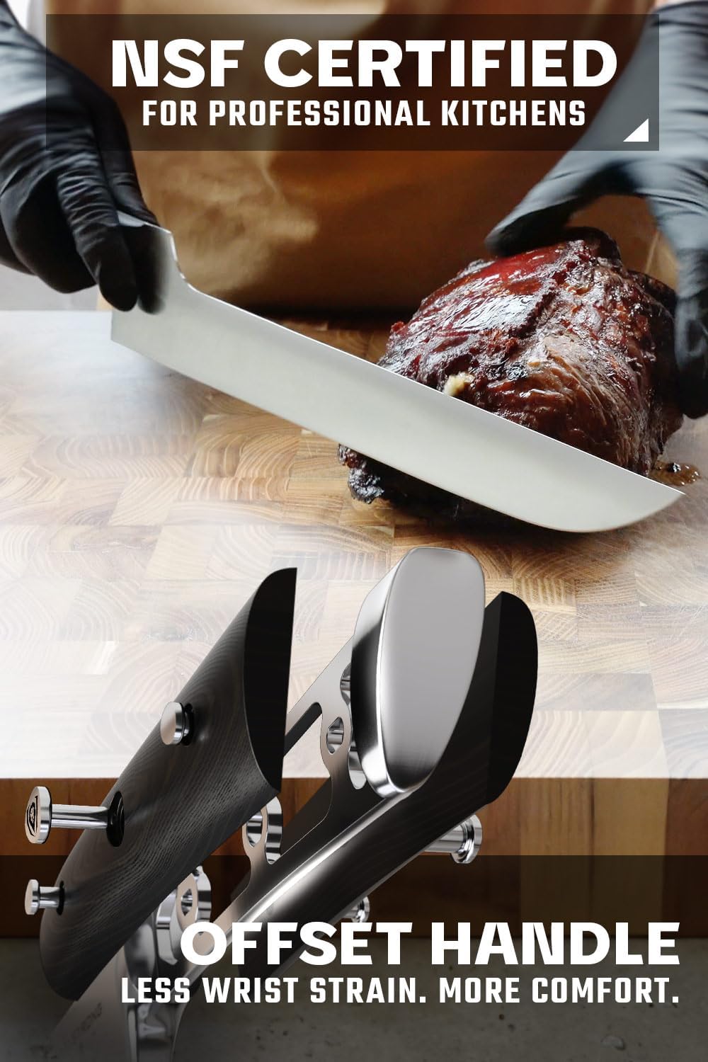 Dalstrong Brisket Slicing Knife - 12 inch Offset Blade - Gladiator Series Elite - High Carbon German Steel - G10 Handle Kitchen Knife - w/Sheath - NSF Certified