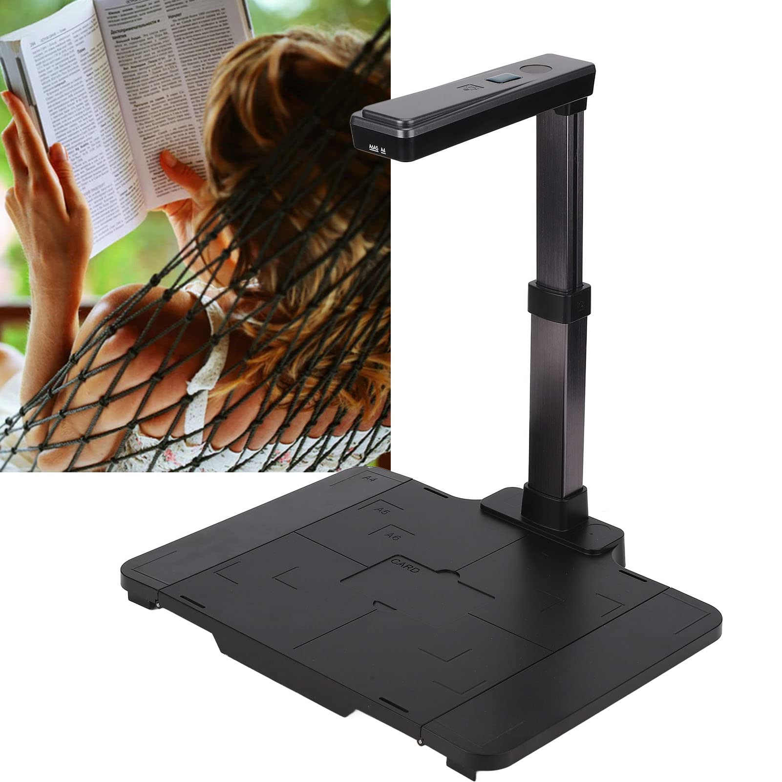 VBESTLIFE Dokumentenkamera, Buchscanner Overhead-Scanner HD 5MP Tragbare USB-Doc-Cam, A4-Fanggröße mit LED-Licht für ID-Karten-Bilderbuch, für Fernunterricht, Unterricht, Lernen, Dateidokument